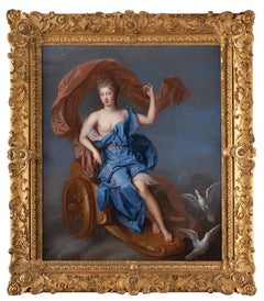 Antique Late 17th century portrait of a French princess, daughter of Louis XIV