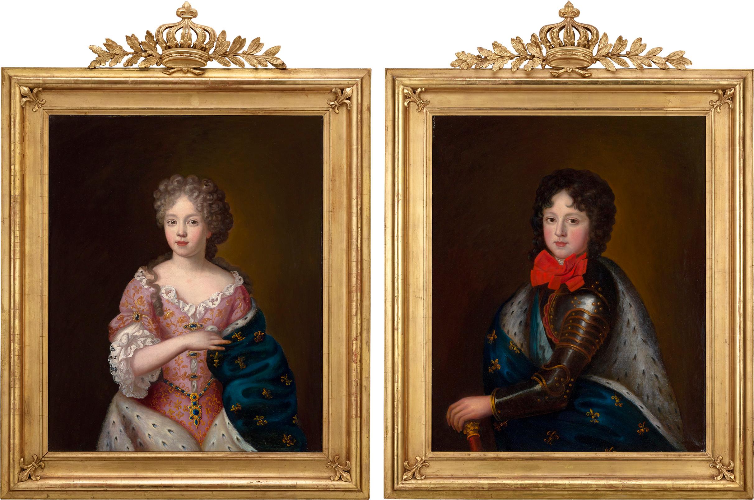 Pair of Royal Portraits of the Duke and Duchess of Burgundy - Painting by Pierre Gobert