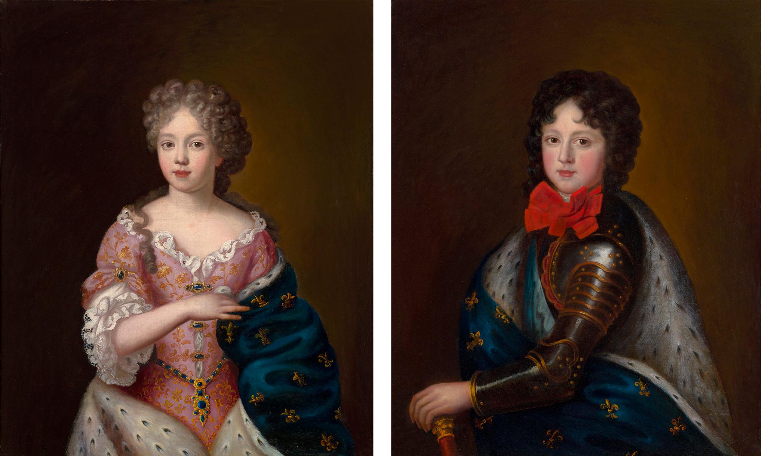 Pierre Gobert Portrait Painting - Pair of Royal Portraits of the Duke and Duchess of Burgundy