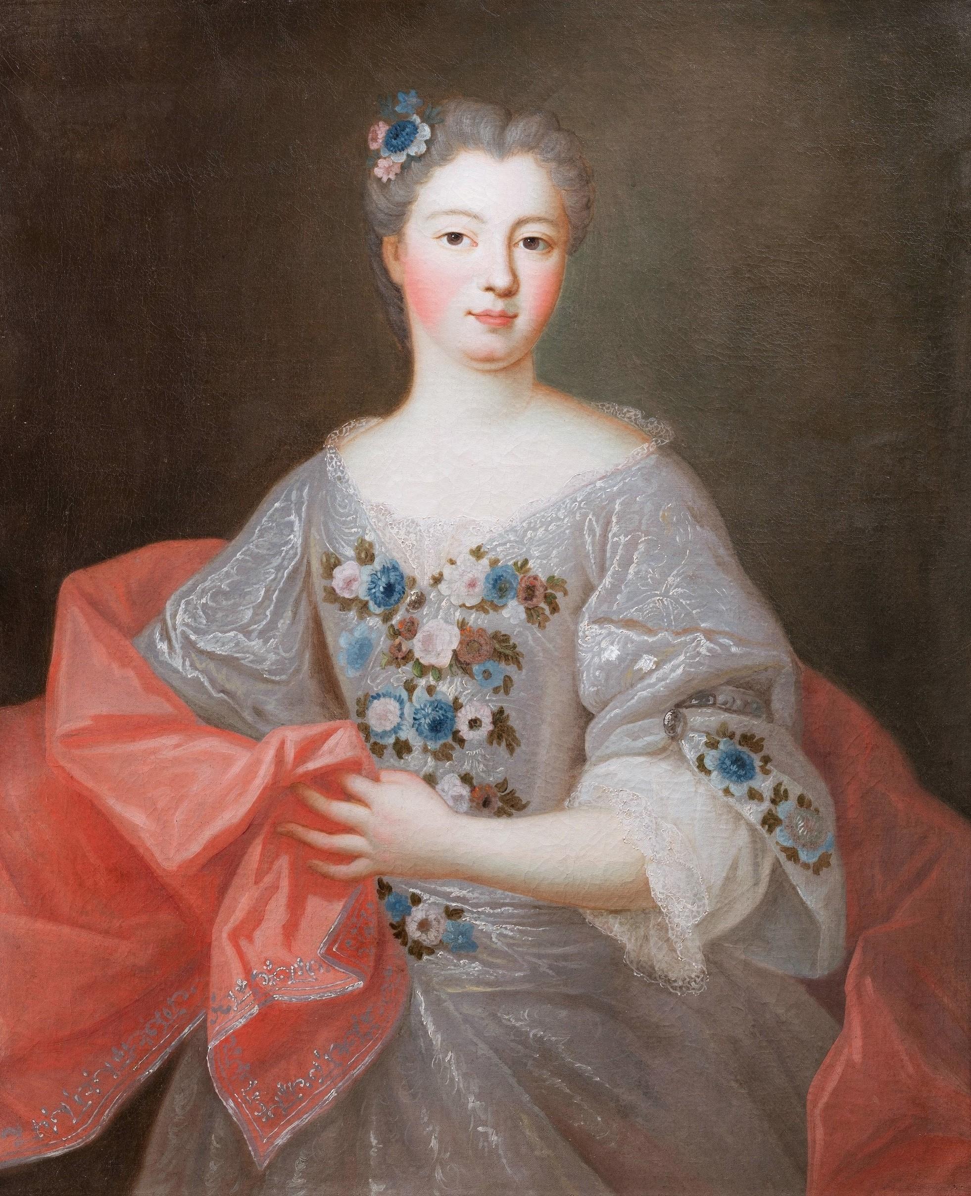 Portrait of a Princess of Condé, Paris, 18th century French, circa 1710-1715  - Painting by Pierre Gobert