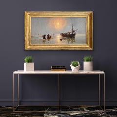 French Post Impressionist painting - Fishermen returning home at sunset - Sea