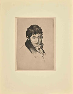 Portrait - Etching by Pierre Grandon - 19th Century