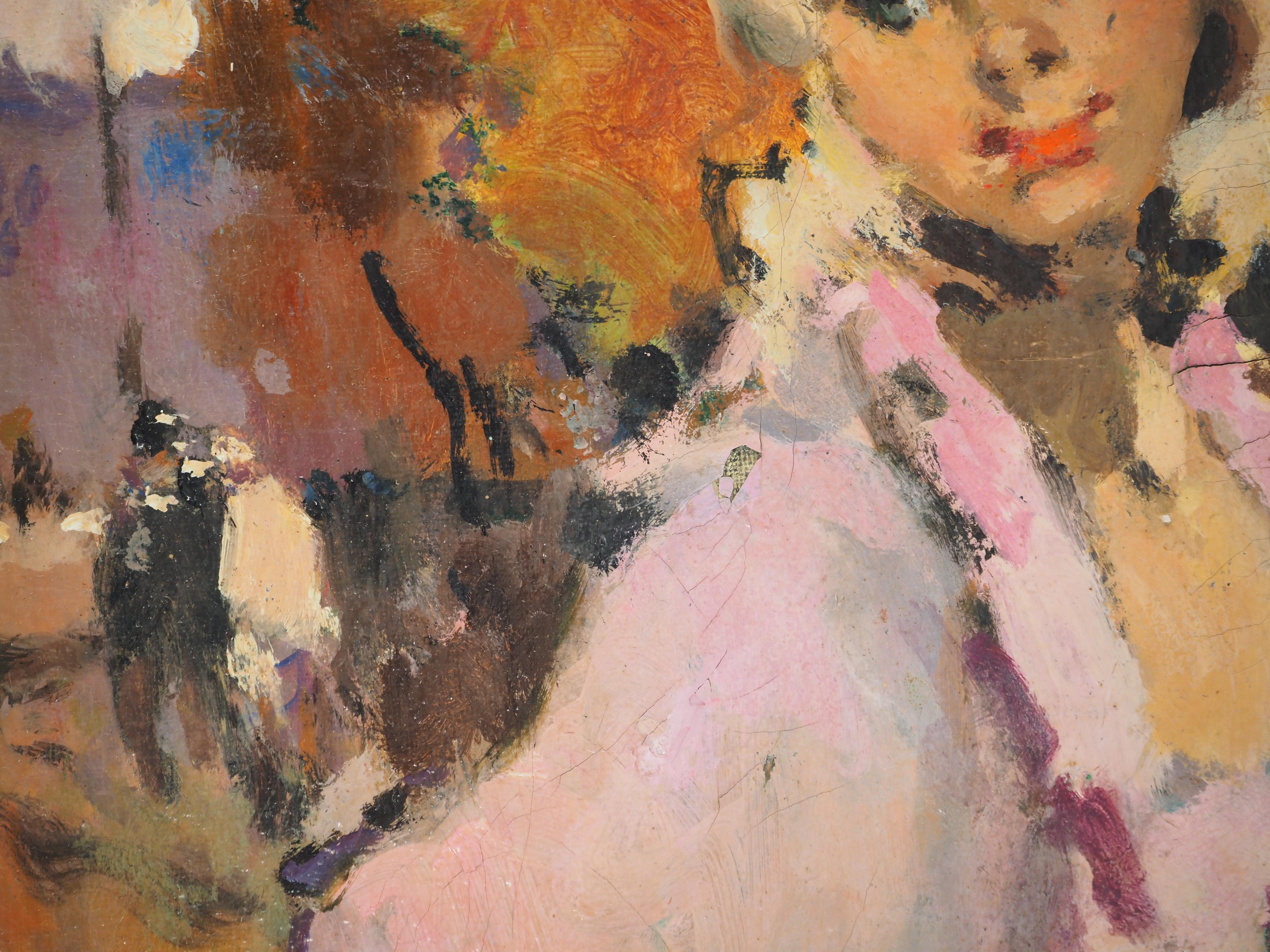 Une femme élégante près de Notre Dame de Paris - Huile sur toile originale, signée 5