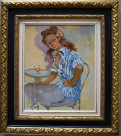 PIERRE GRISOT, (1911 - 1995) "Al caffè" Post-impressionista