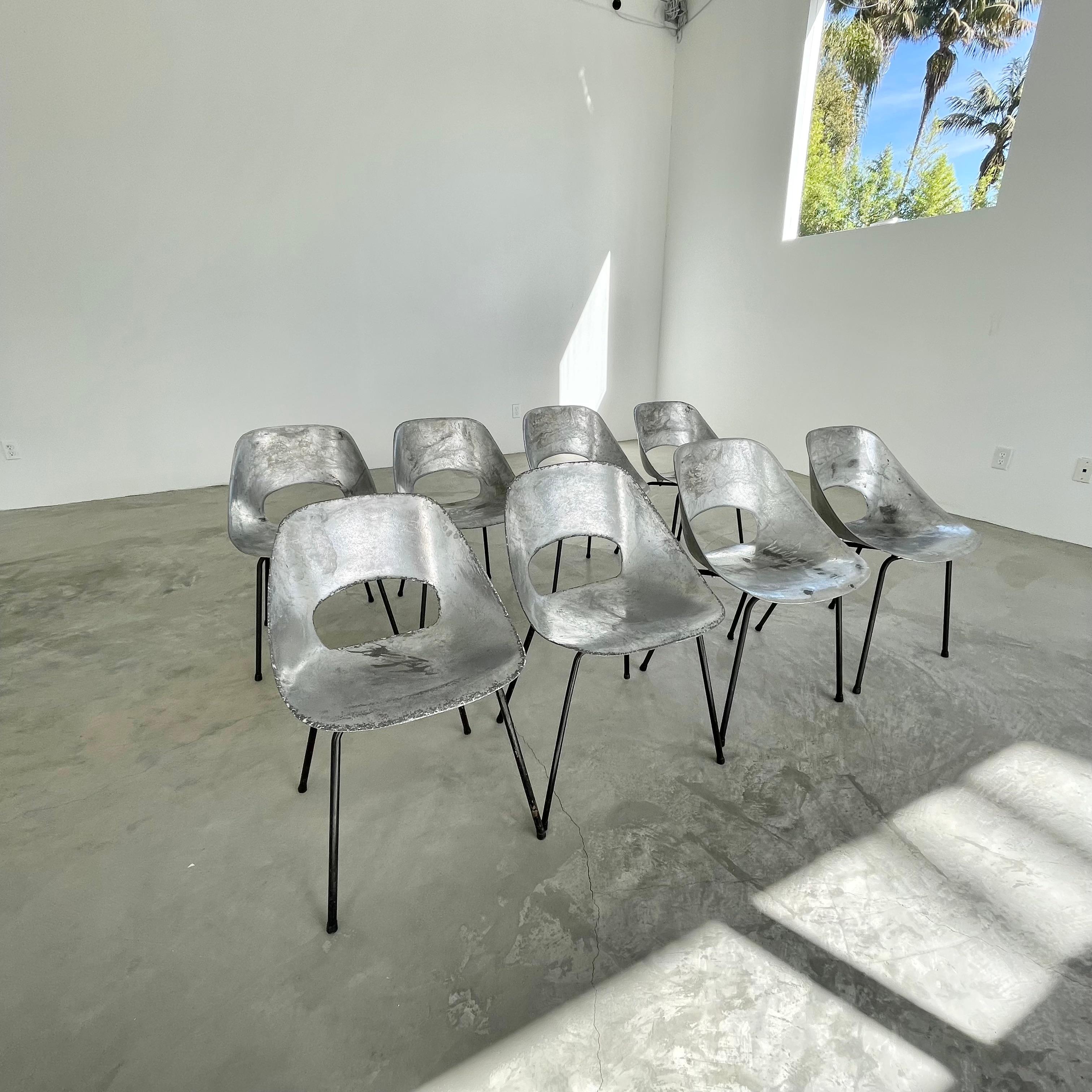 Set of 8 Pierre Guariche Aluminum Chairs 6