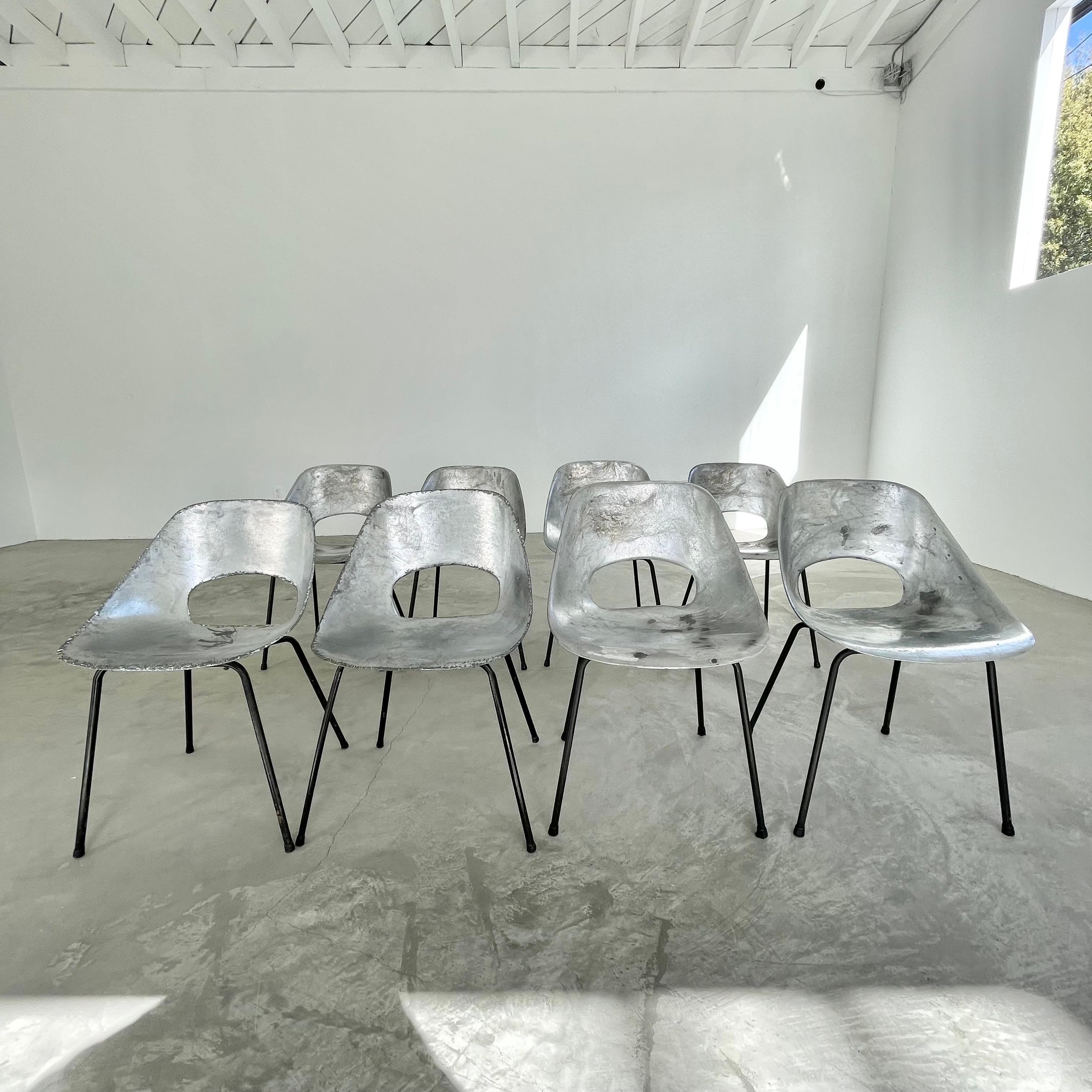 Set of 8 Pierre Guariche Aluminum Chairs 7