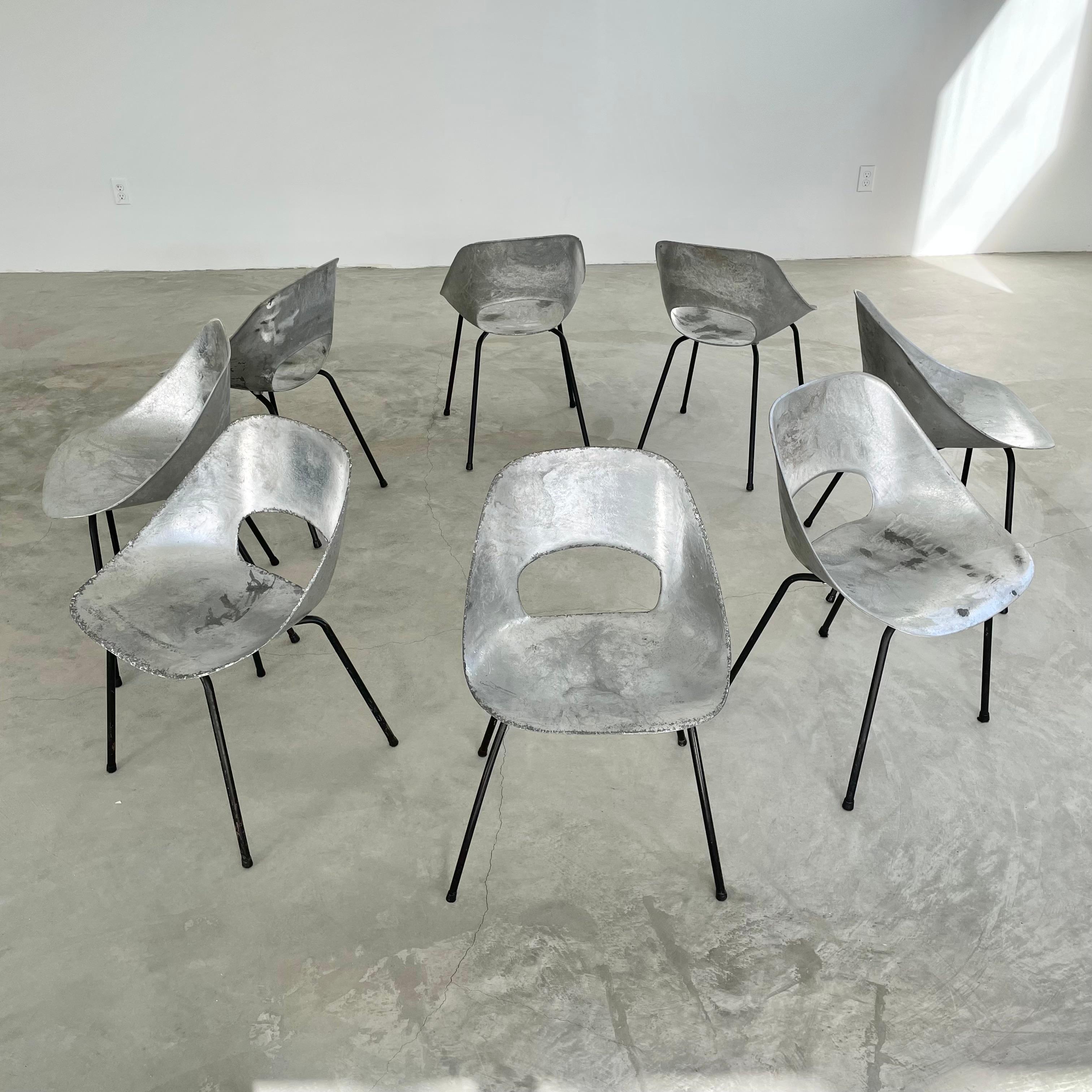 Set of 8 Pierre Guariche Aluminum Chairs 1