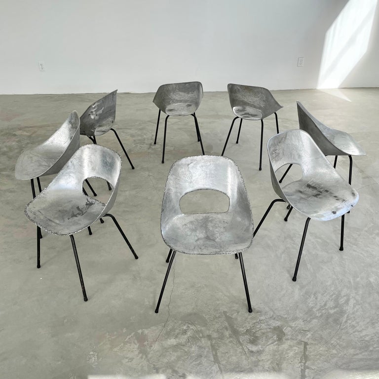 Set of 8 Pierre Guariche Aluminum Chairs For Sale 1
