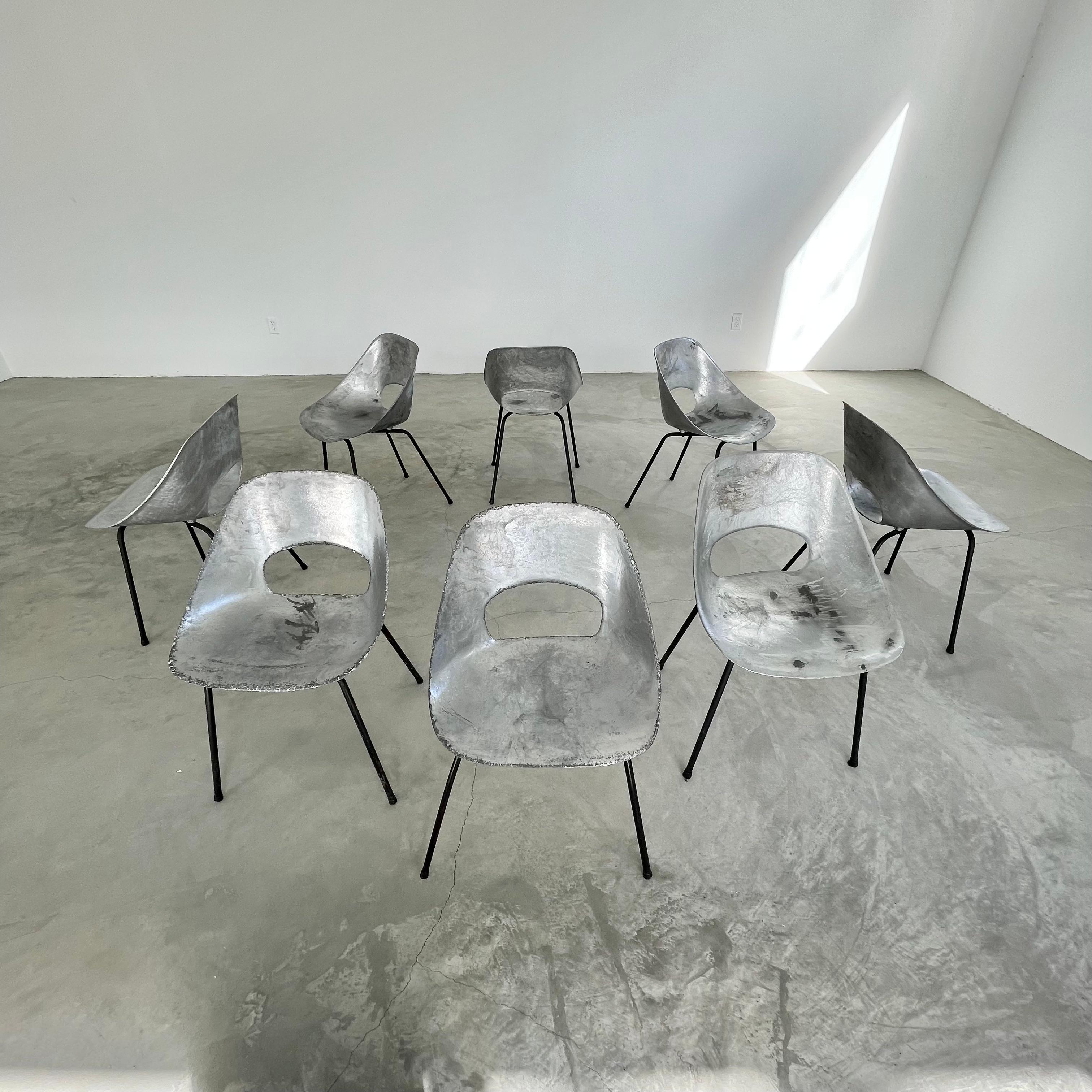 Set of 8 Pierre Guariche Aluminum Chairs 2