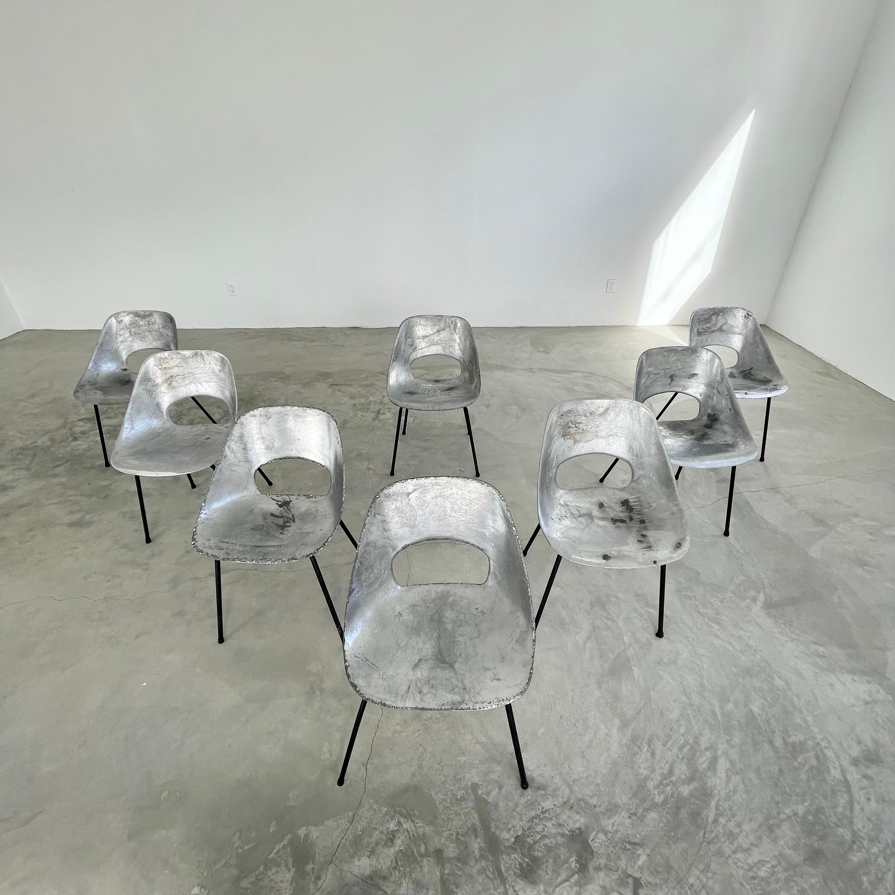 Set of 8 Pierre Guariche Aluminum Chairs 3