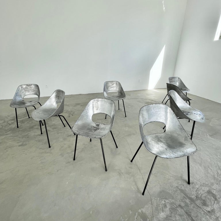 Set of 8 Pierre Guariche Aluminum Chairs For Sale 4