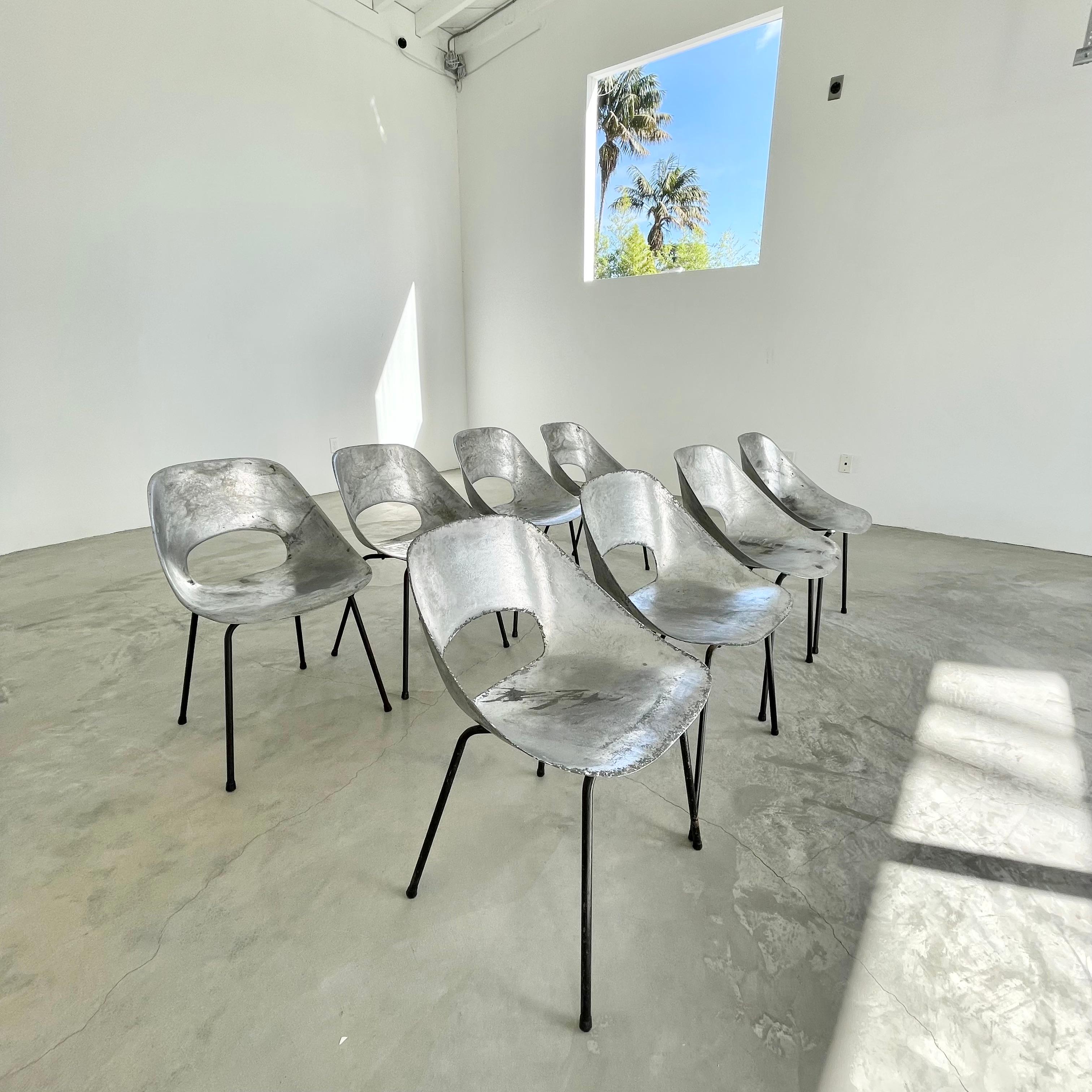 Set of 8 Pierre Guariche Aluminum Chairs 5