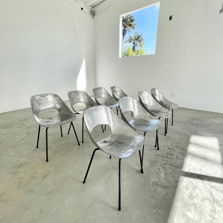 Set of 8 Pierre Guariche Aluminum Chairs For Sale 5