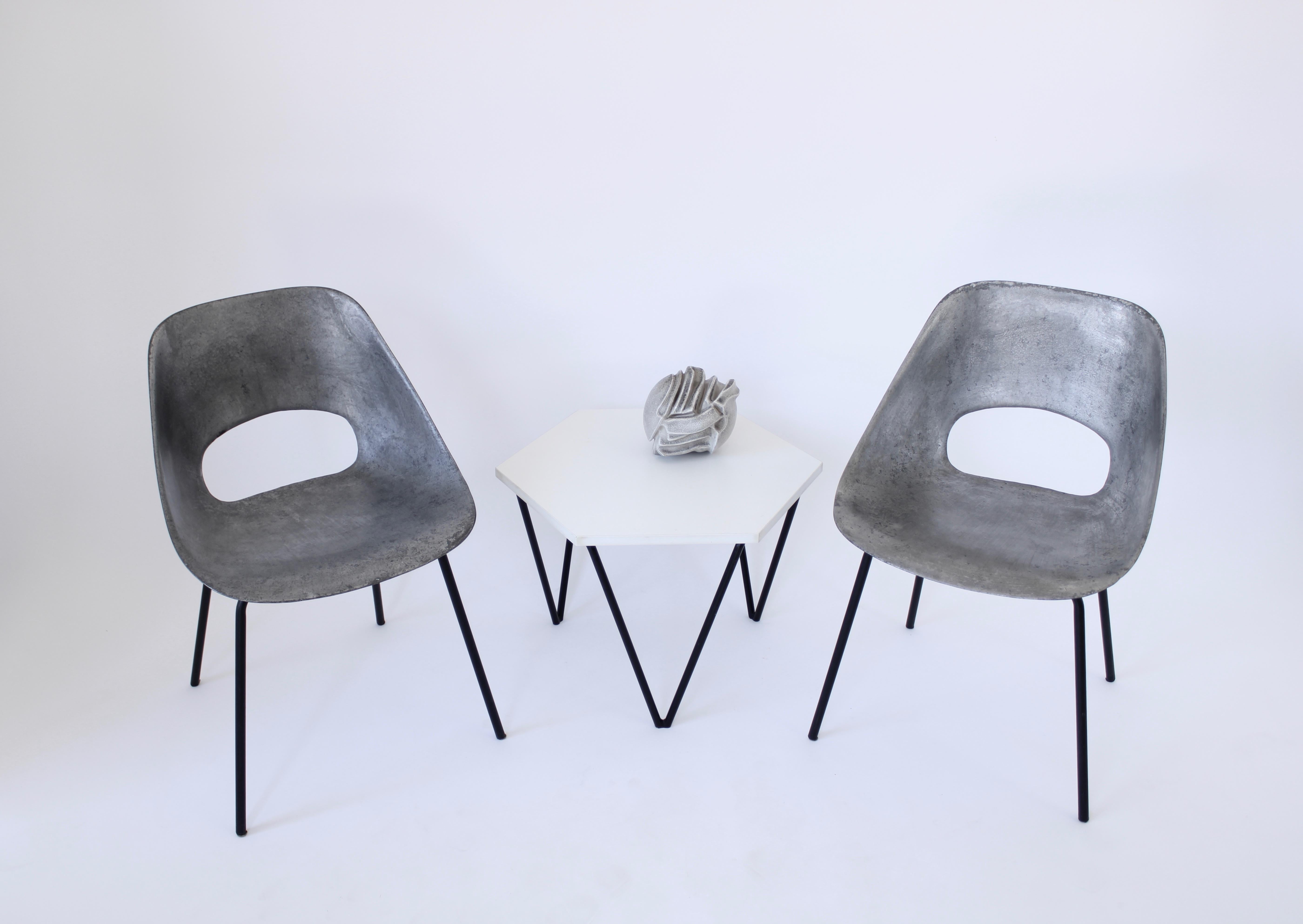 Pierre Guariche Cast Aluminum Pair of Tulip Chairs for Steiner France circa 1954 9