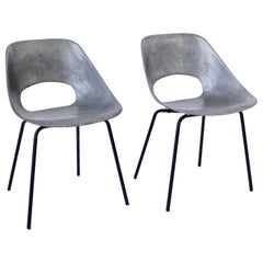 Retro Pierre Guariche Cast Aluminum Pair of Tulip Chairs for Steiner France circa 1954