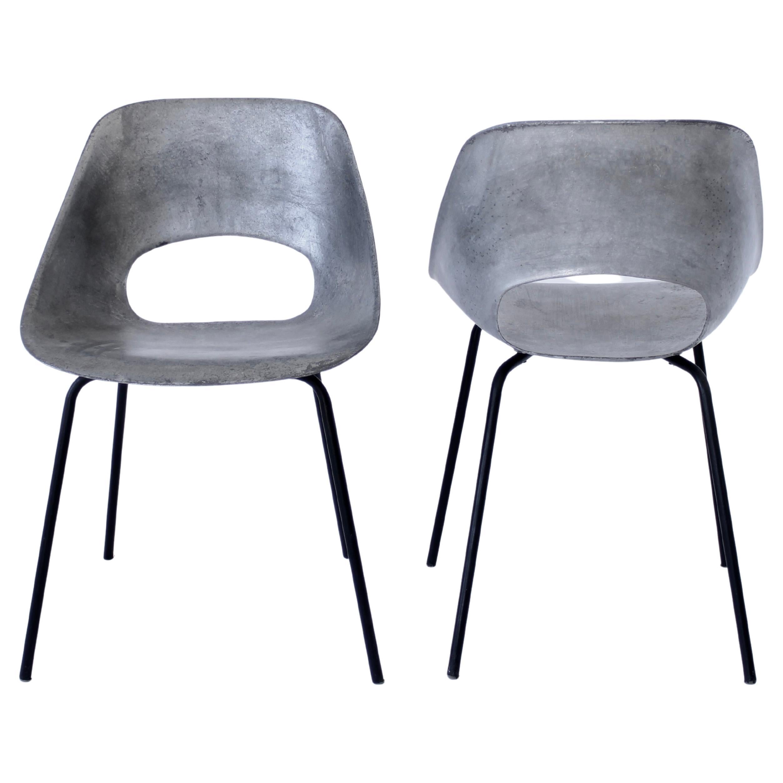 Pierre Guariche Cast Aluminum Pair of Tulip Chairs for Steiner France circa 1954