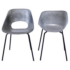 Retro Pierre Guariche Cast Aluminum Pair of Tulip Chairs for Steiner France circa 1954