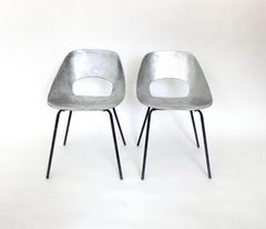 Pierre Guariche Cast Aluminum Pair of Tulip Chairs Steiner France circa 1954