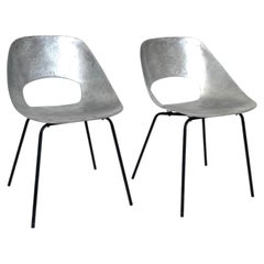 Pierre Guariche Cast Aluminum Pair of Tulip Chairs Steiner France circa 1954