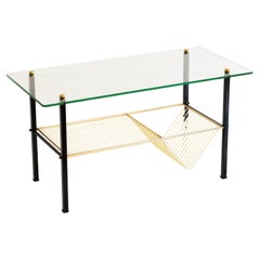 Pierre Guariche - Coffee Table in Glass, Black and Gold Metal, 1950s