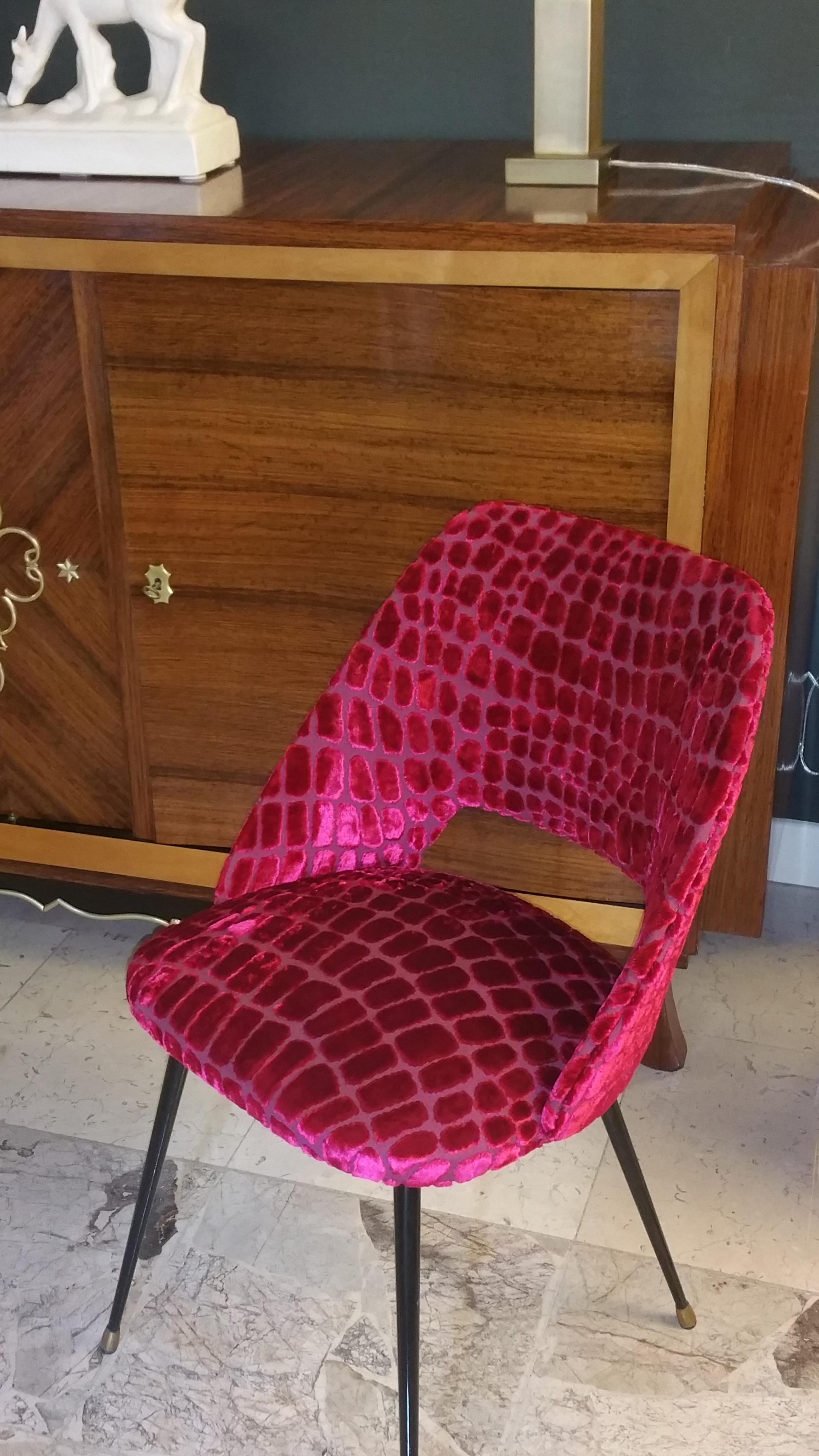 Pierre Guariche Designer French Chair with Guild Fabric For Sale 8