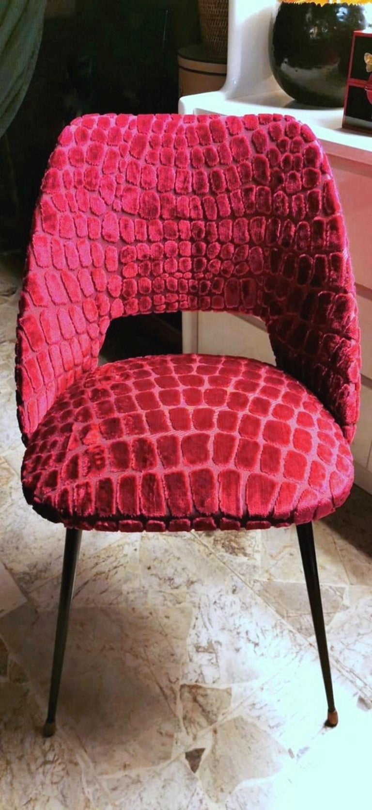 Pierre Guariche Designer French Chair with Guild Fabric For Sale at 1stDibs