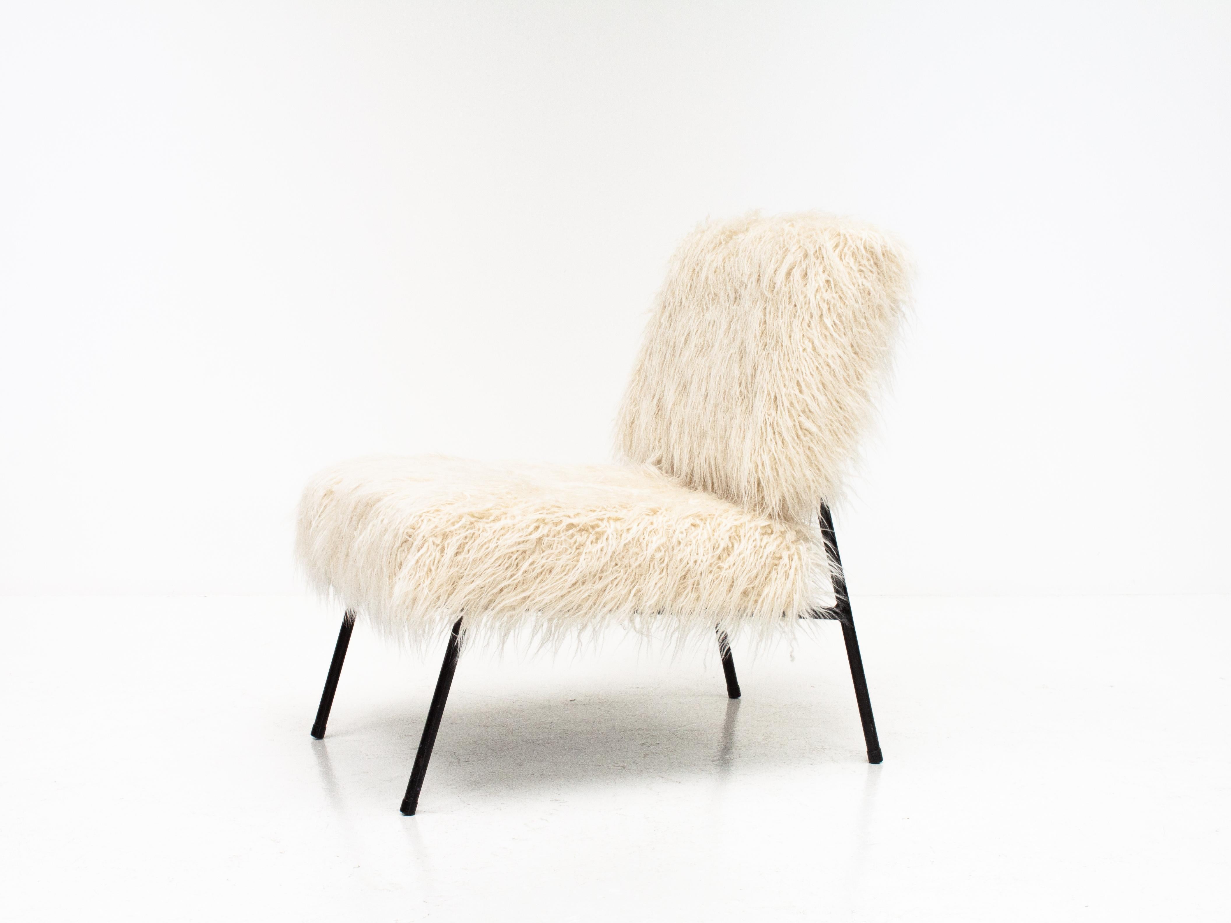 Pierre Guariche Easy Chair, Airborne, 1960s, Reupholstered in Pierre Frey 4