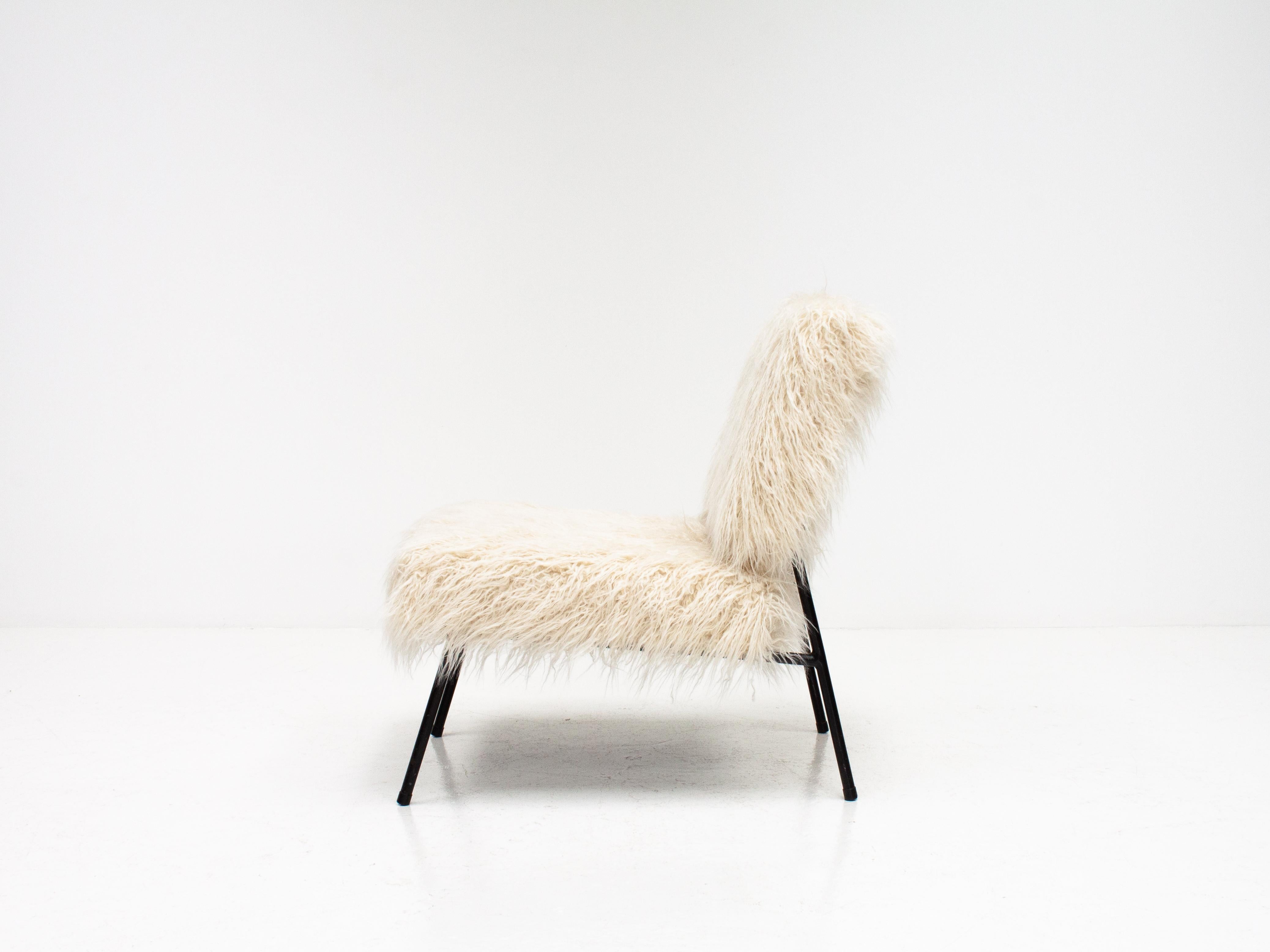 Pierre Guariche Easy Chair, Airborne, 1960s, Reupholstered in Pierre Frey 5
