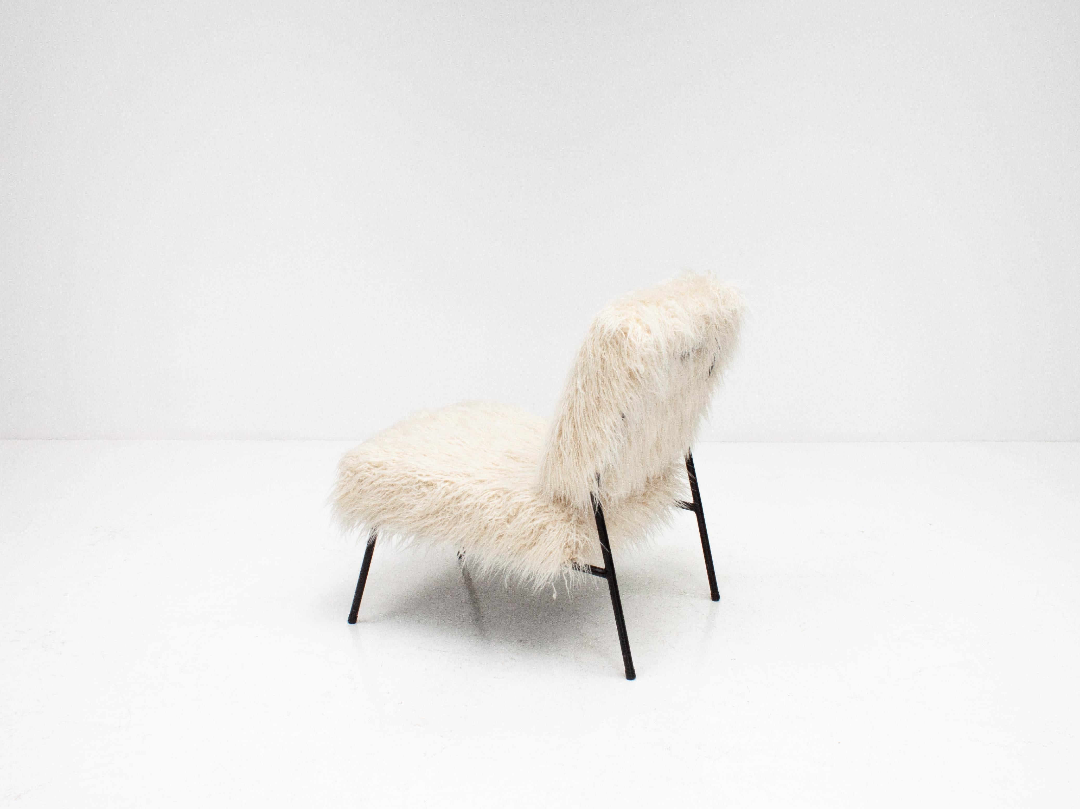 French Pierre Guariche Easy Chair, Airborne, 1960s, Reupholstered in Pierre Frey