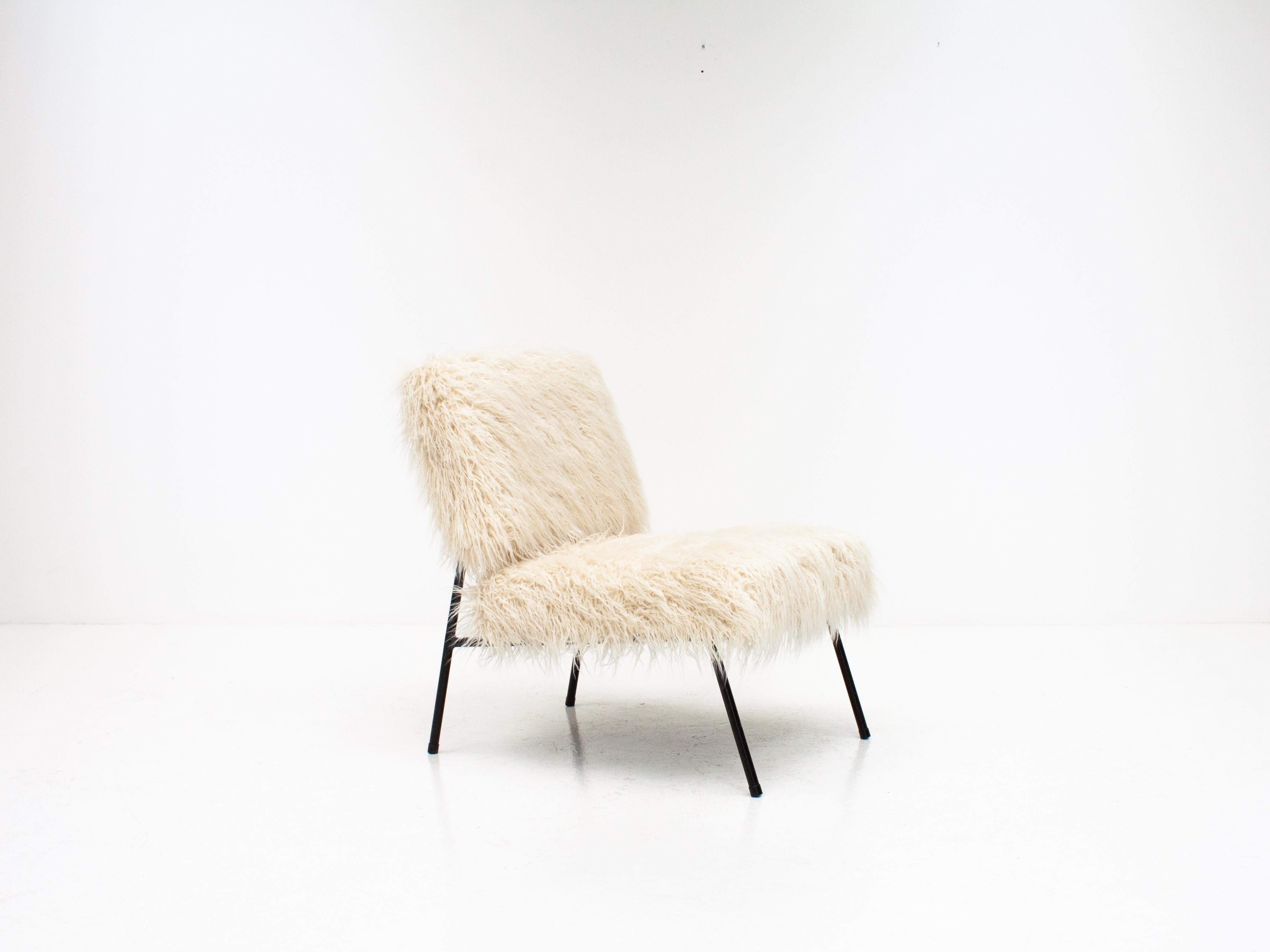 Pierre Guariche Easy Chair, Airborne, 1960s, Reupholstered in Pierre Frey 2