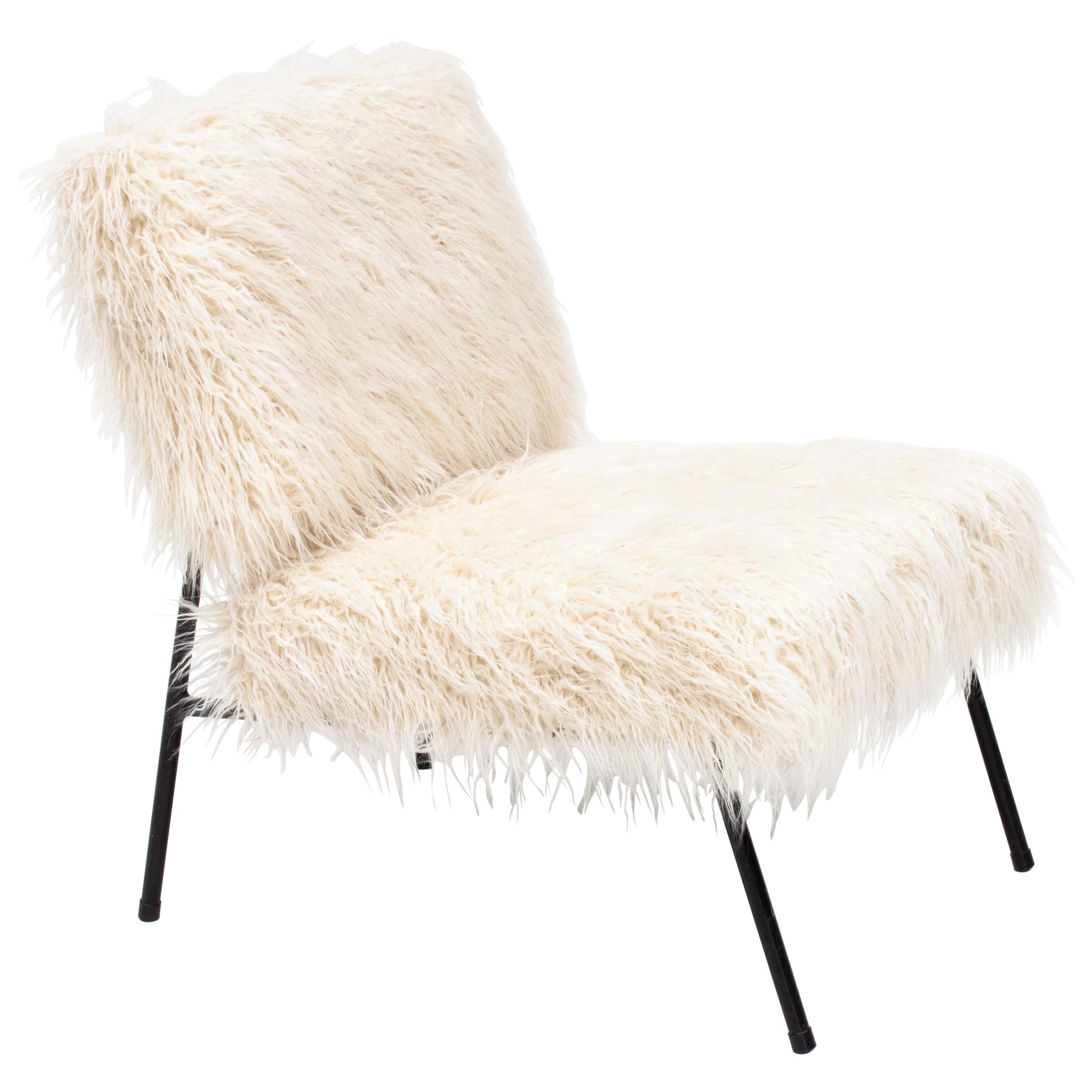 Pierre Guariche Easy Chair, Airborne, 1960s, Reupholstered in Pierre Frey