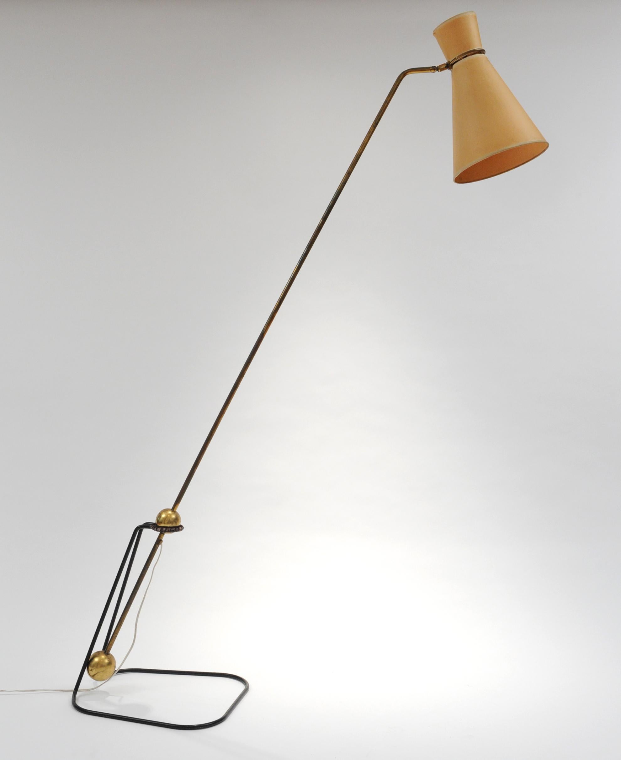 Brass Pierre Guariche Equilibrium French Modern Floor Lamp