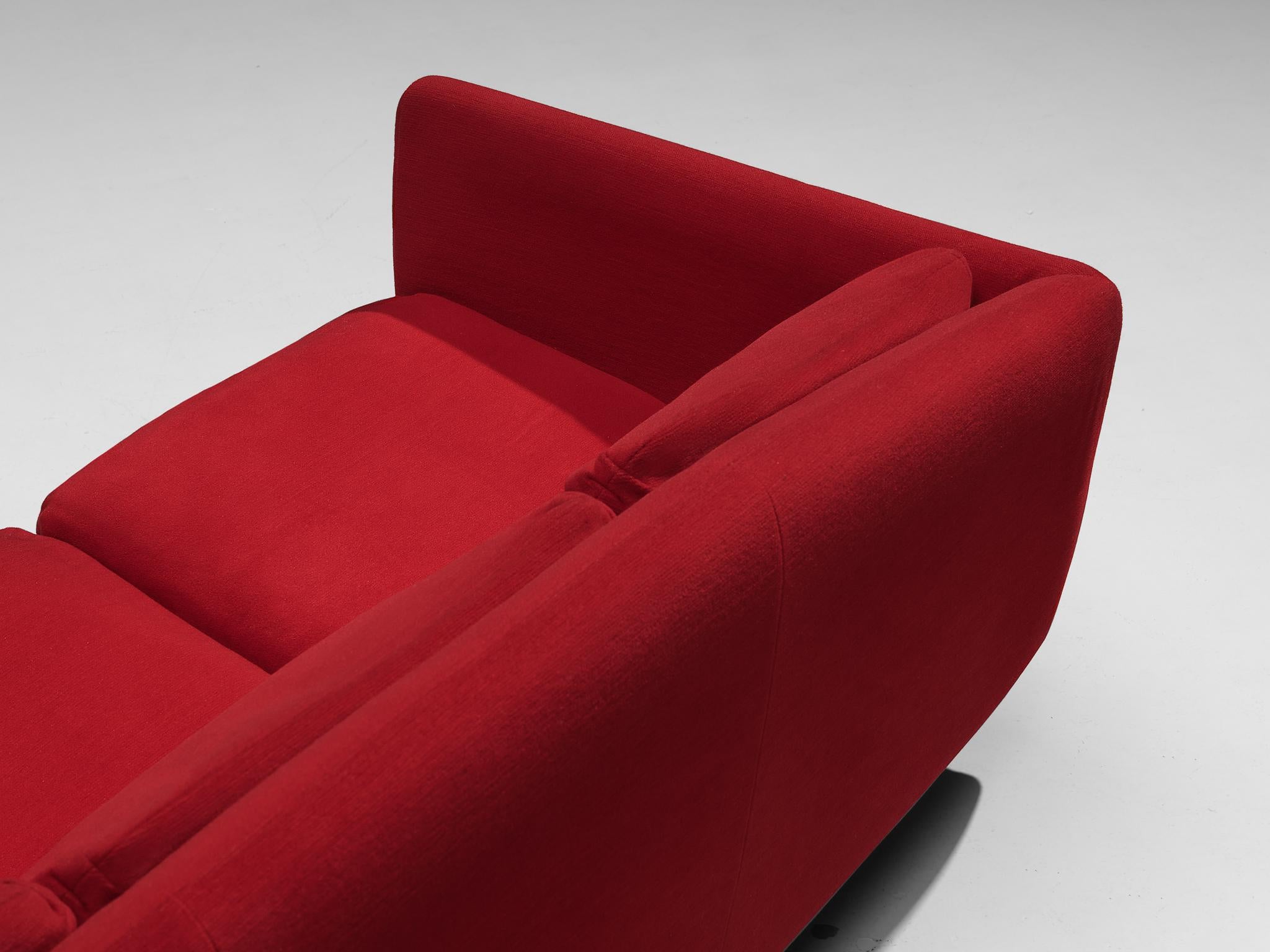 Pierre Guariche for Burov 'Monaco' Sofa in Red Velvet and Mahogany  For Sale 3