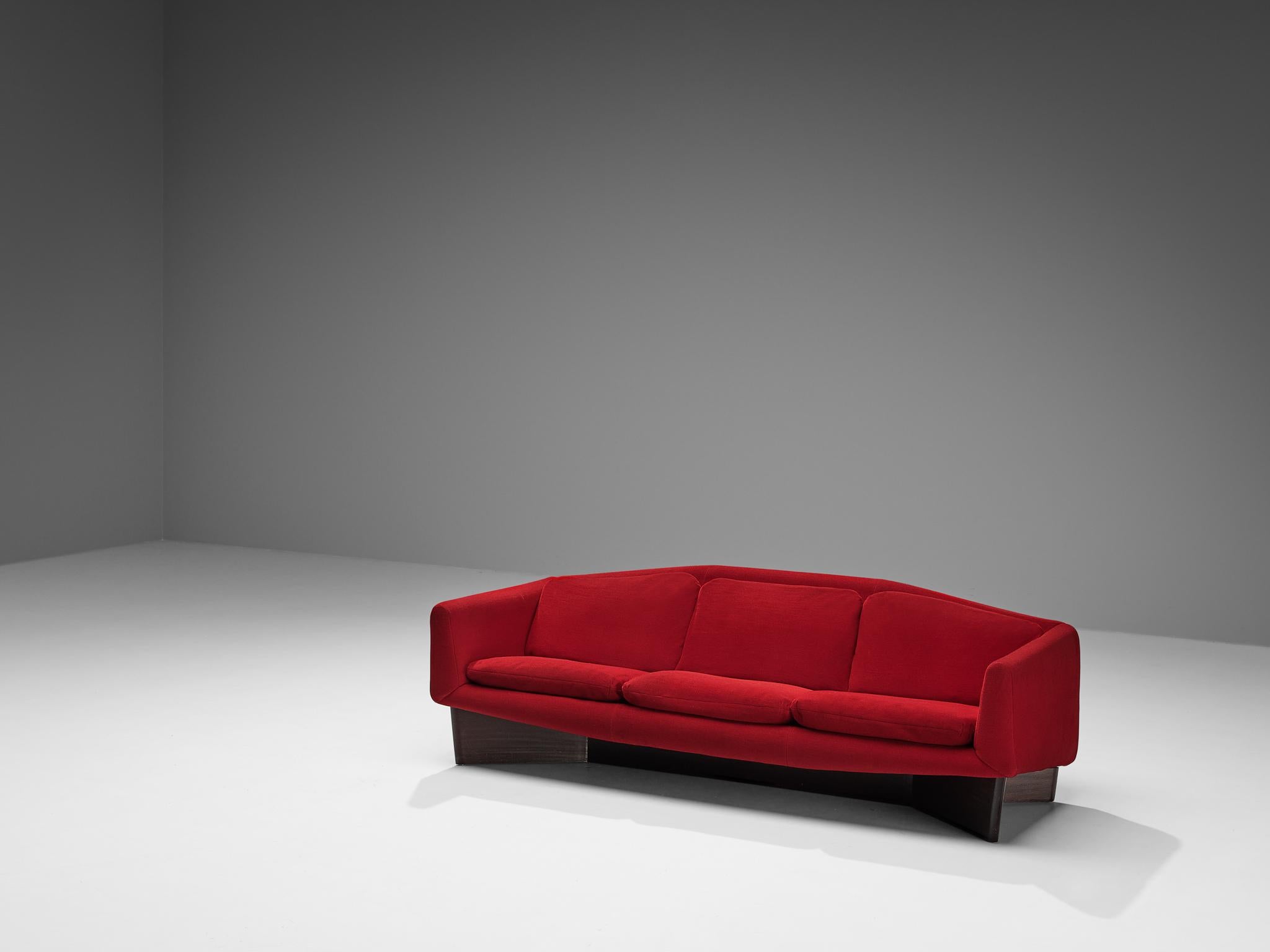 Pierre Guariche for Burov, 'Monaco' sofa, velvet, stained mahogany, France, circa 1960

Pierre Guariche (1926-1995), a multi-talented French designer, interior decorator, and architect left an indelible mark on the world of design. His notable