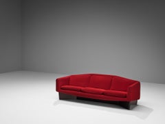 Pierre Guariche per Burov Divano 'Monaco' in velluto rosso e mogano