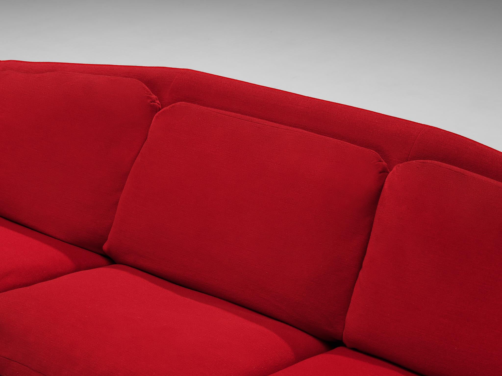 Pierre Guariche for Burov 'Monaco' Sofa in Red Velvet and Mahogany  For Sale 1