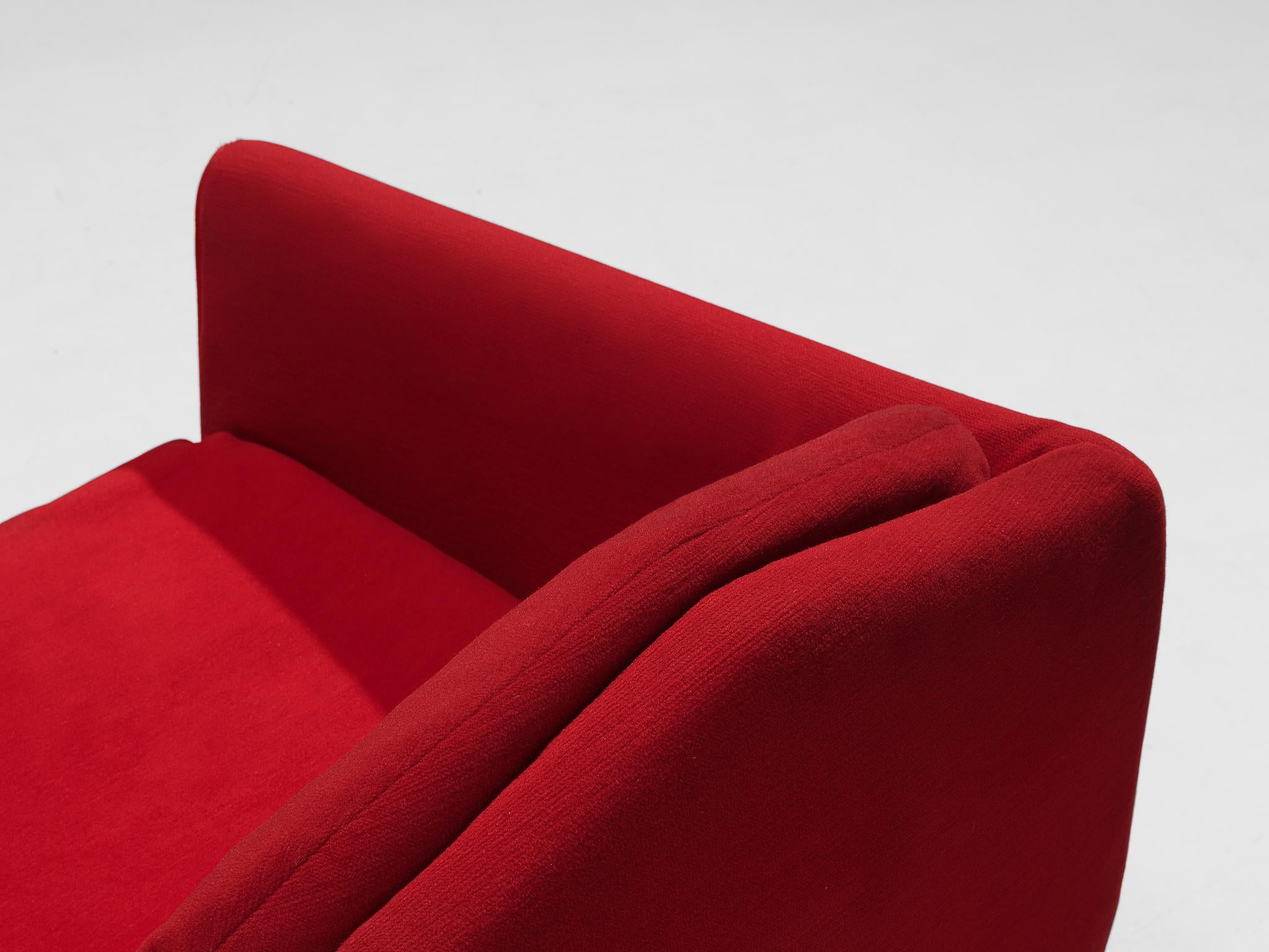 Pierre Guariche for Burov Pair of 'Monaco' Lounge Chairs in Red Velvet 4
