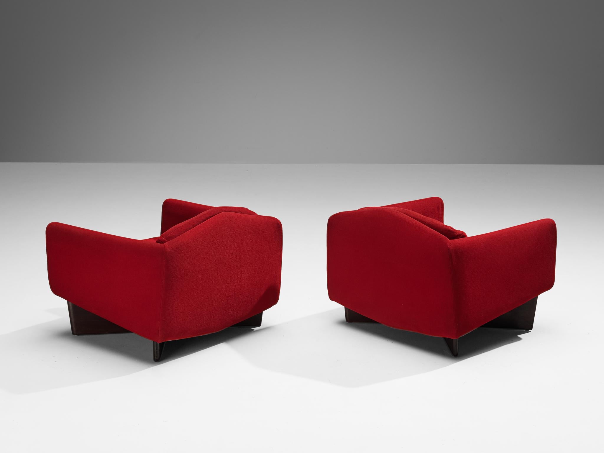Pierre Guariche for Burov Pair of 'Monaco' Lounge Chairs in Red Velvet 5