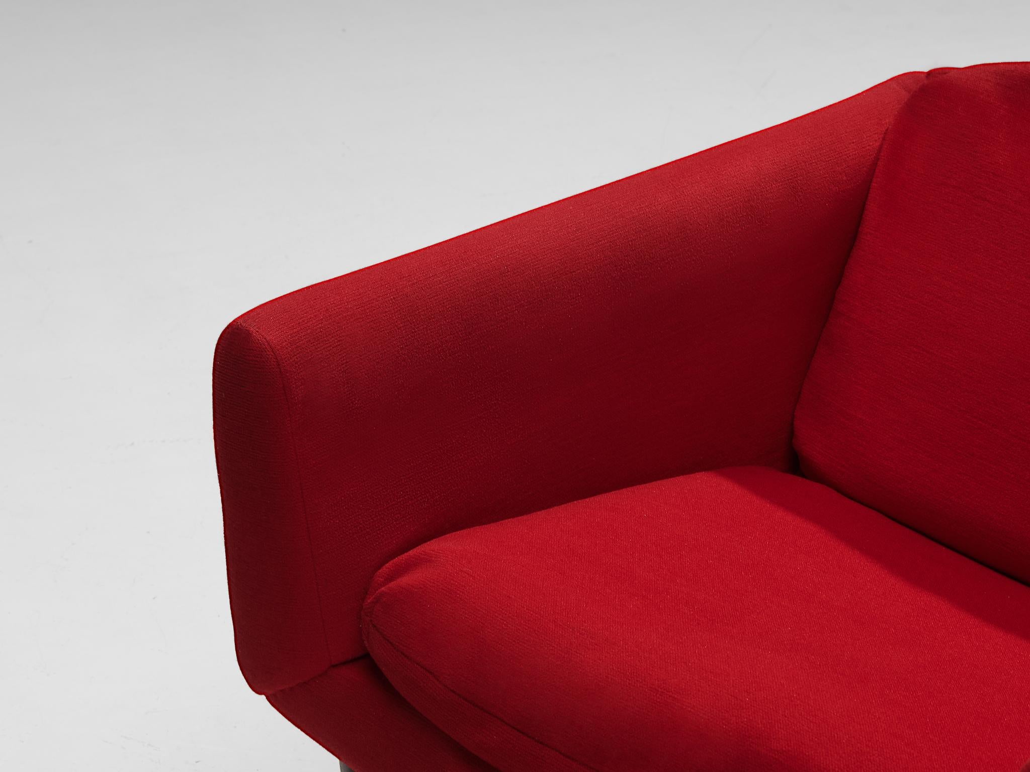 Pierre Guariche for Burov Pair of 'Monaco' Lounge Chairs in Red Velvet 6