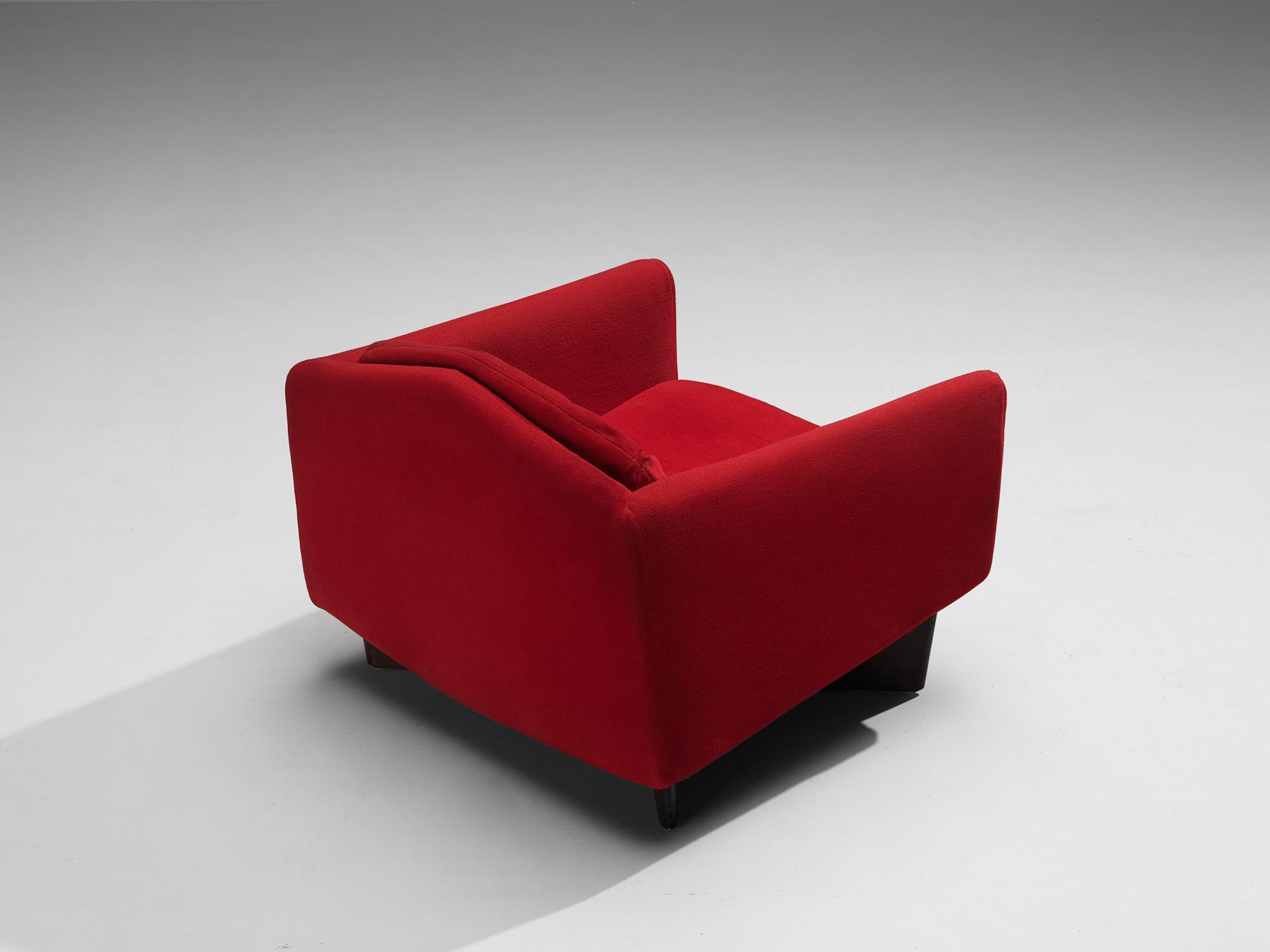 Mid-20th Century Pierre Guariche for Burov Pair of 'Monaco' Lounge Chairs in Red Velvet