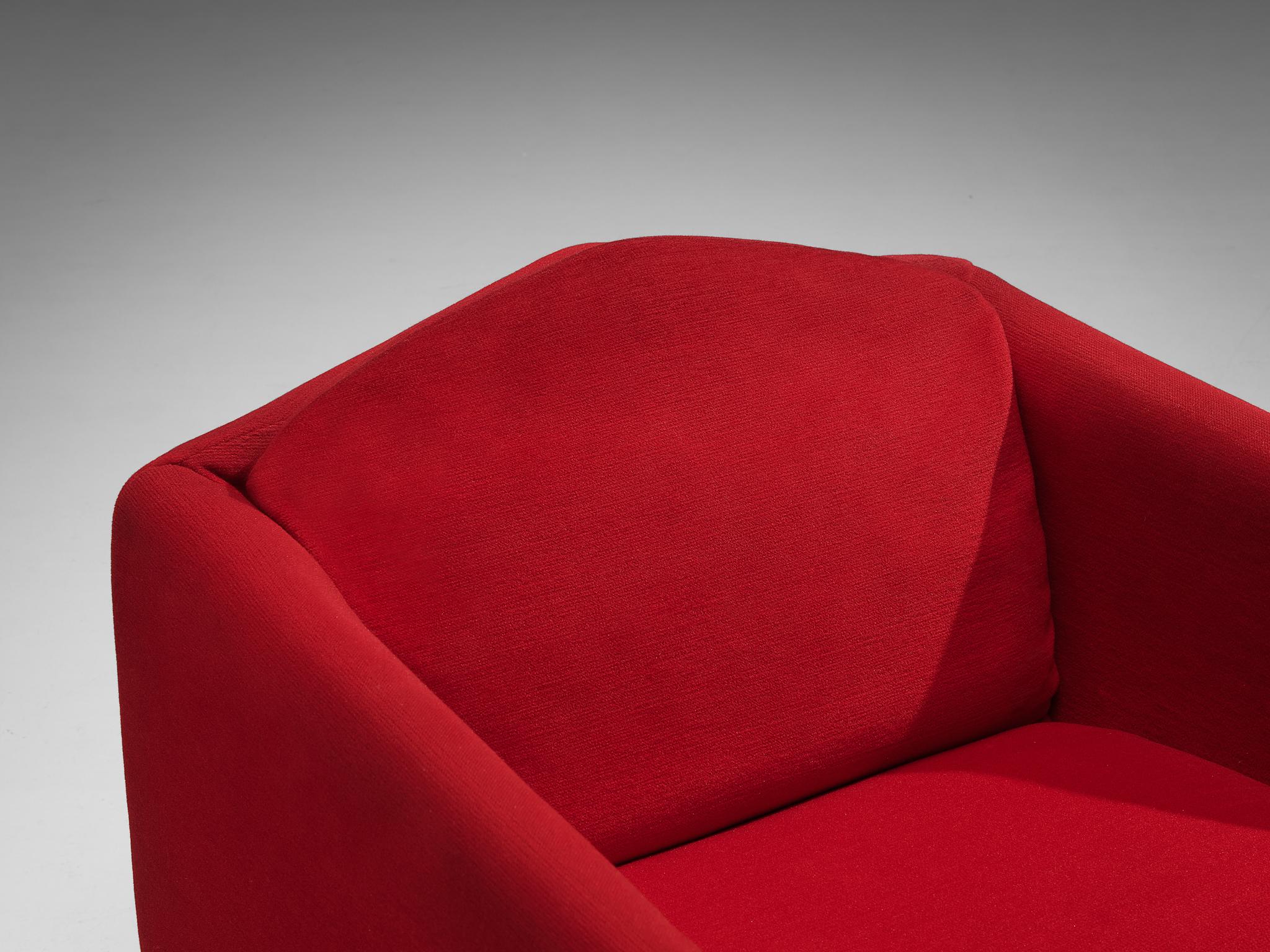 Pierre Guariche for Burov Pair of 'Monaco' Lounge Chairs in Red Velvet 1