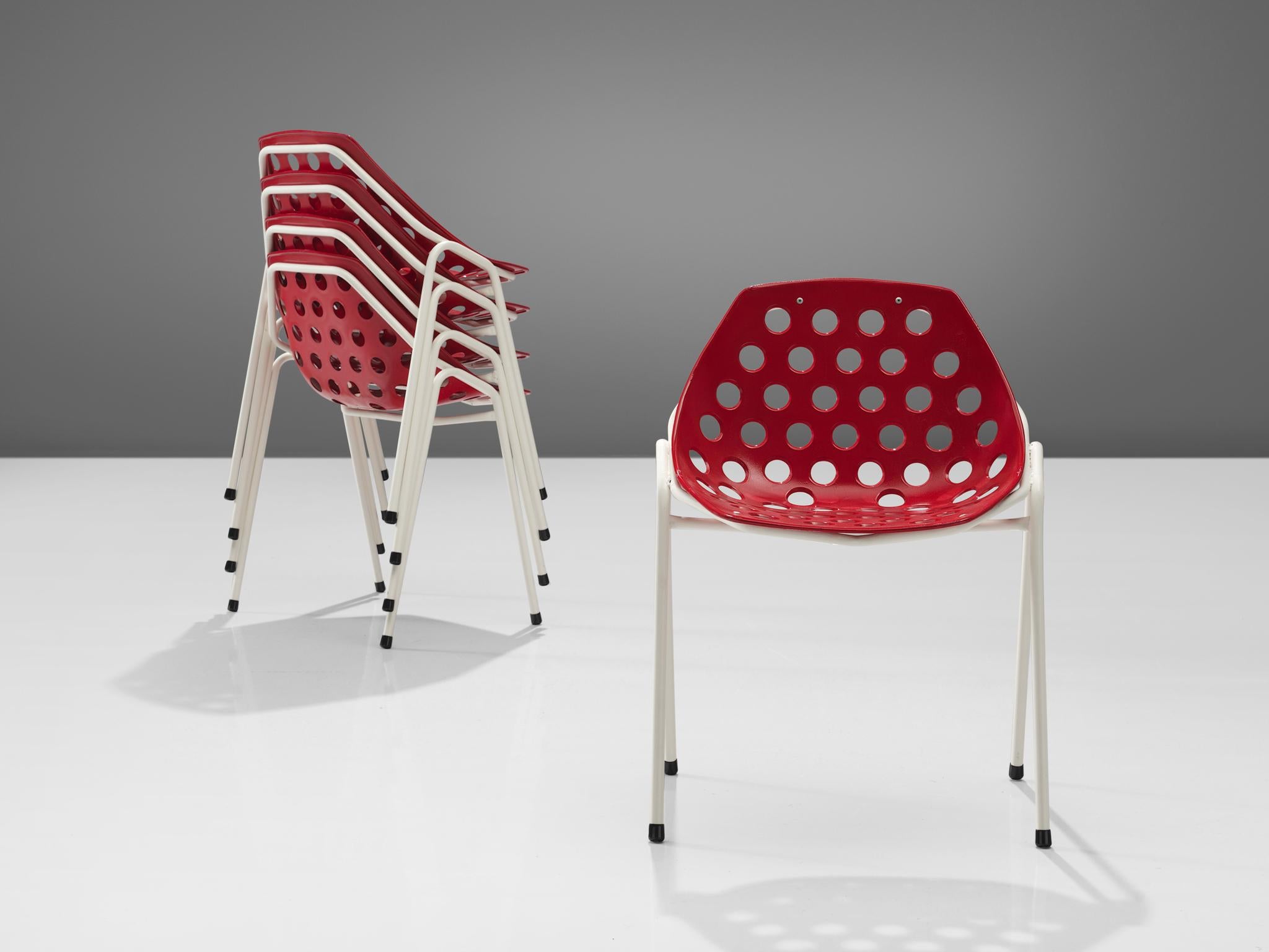 Lacquered Pierre Guariche for Meurop Coquillage Chairs