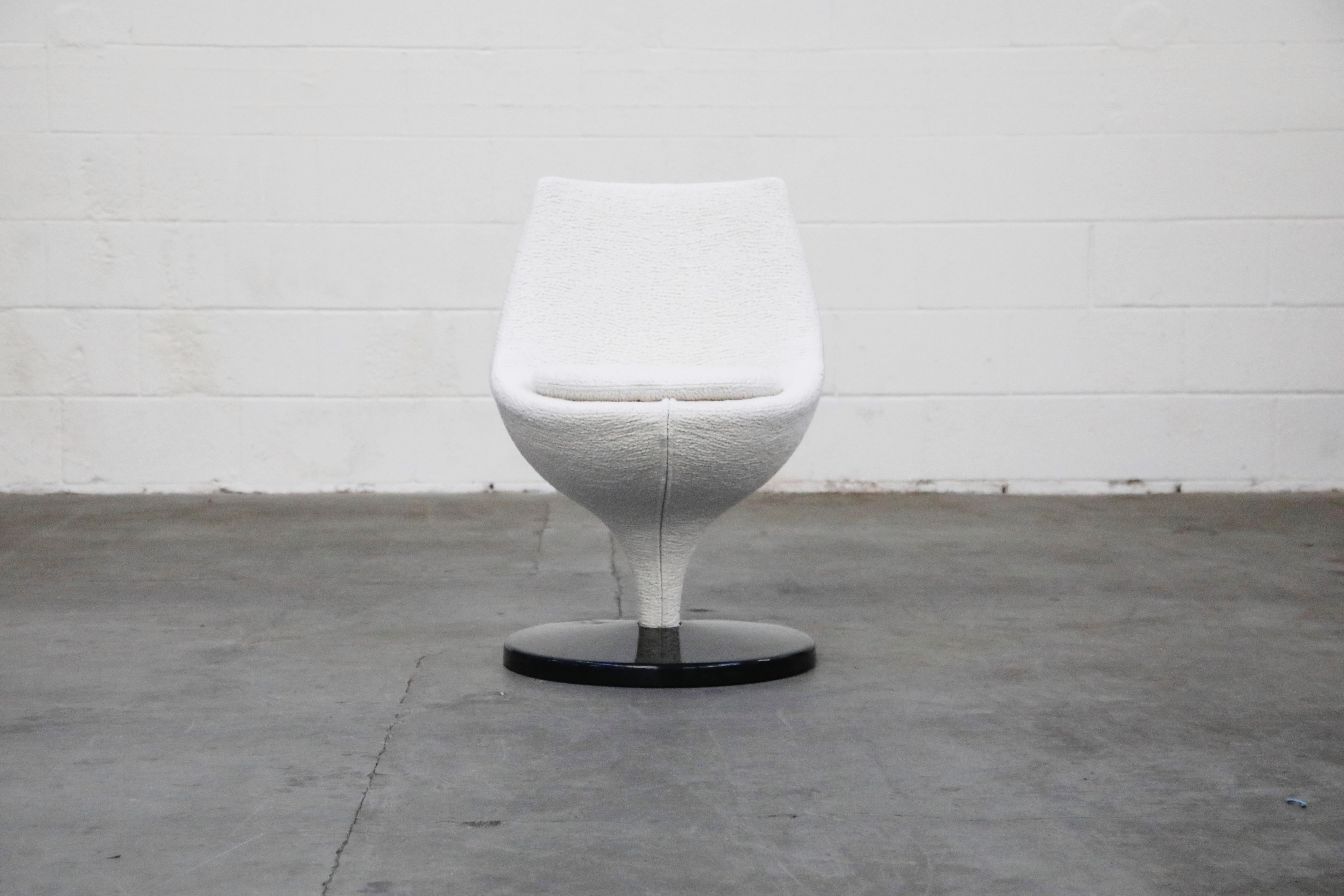 French Pierre Guariche for Meurop 'Polaris' Chairs in White Boucle Fabric, Pair, 1960s
