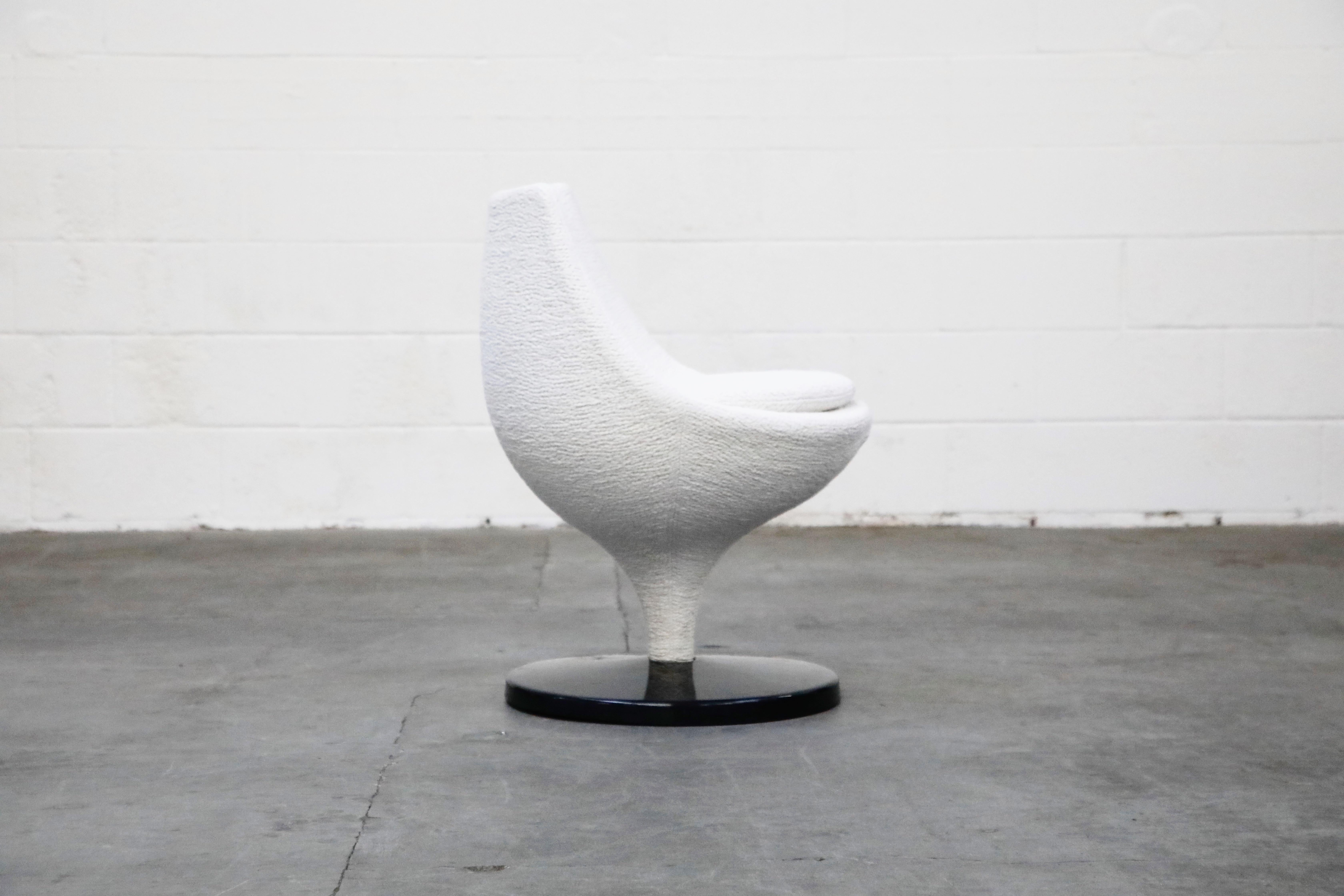 Mid-20th Century Pierre Guariche for Meurop 'Polaris' Chairs in White Boucle Fabric, Pair, 1960s