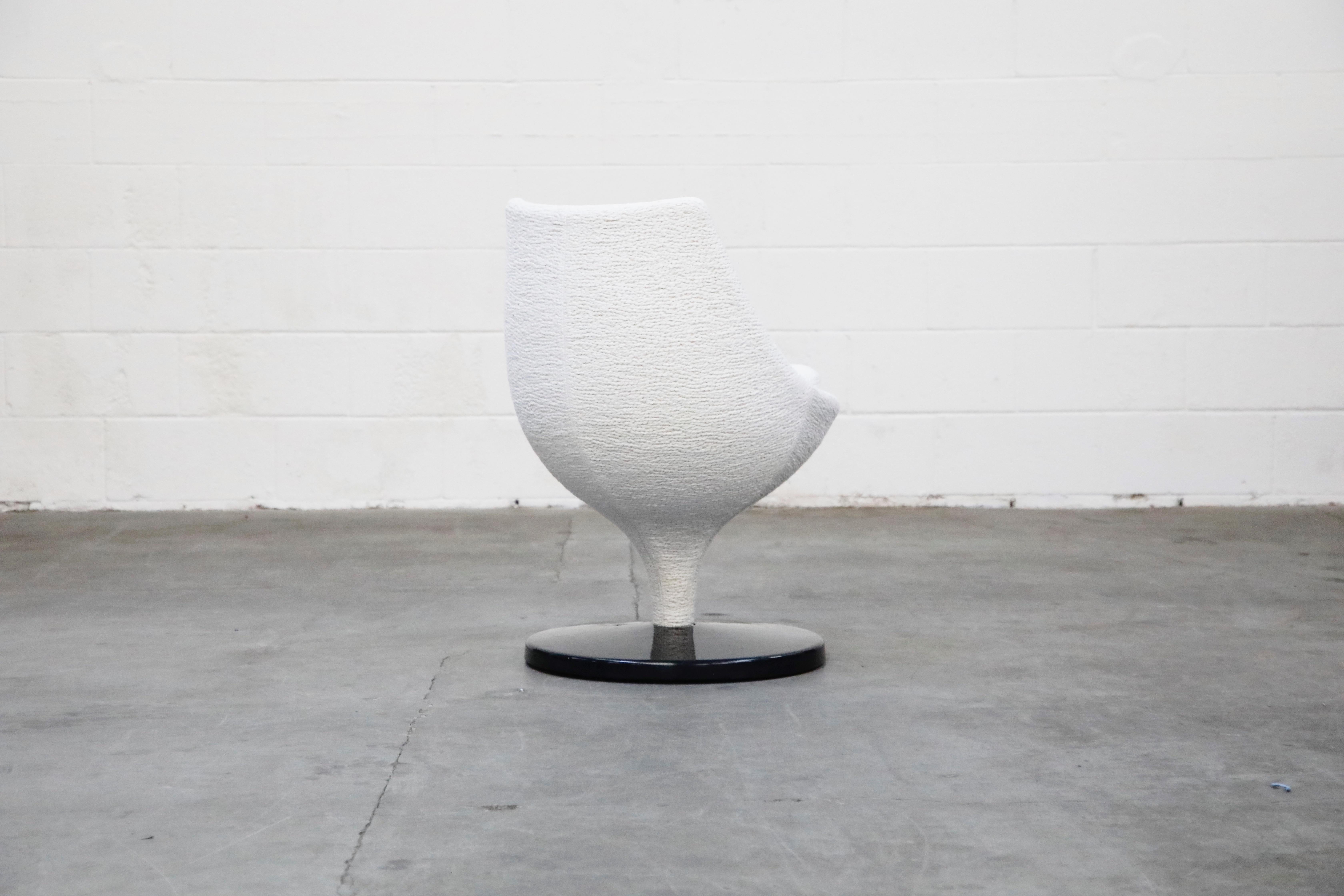 Bouclé Pierre Guariche for Meurop 'Polaris' Chairs in White Boucle Fabric, Pair, 1960s
