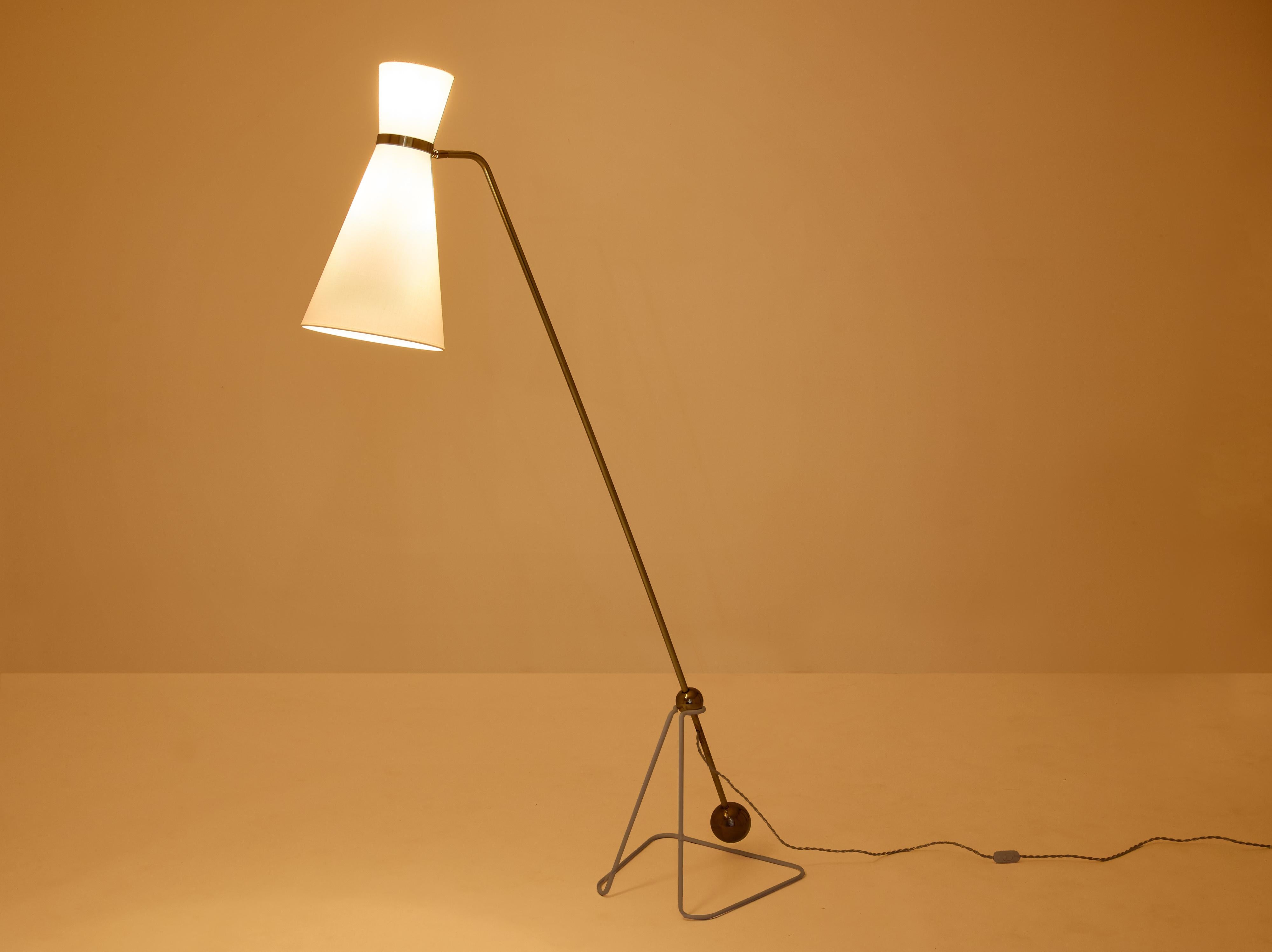 French Pierre Guariche G2 balancier brass metal floor lamp 1951 For Sale