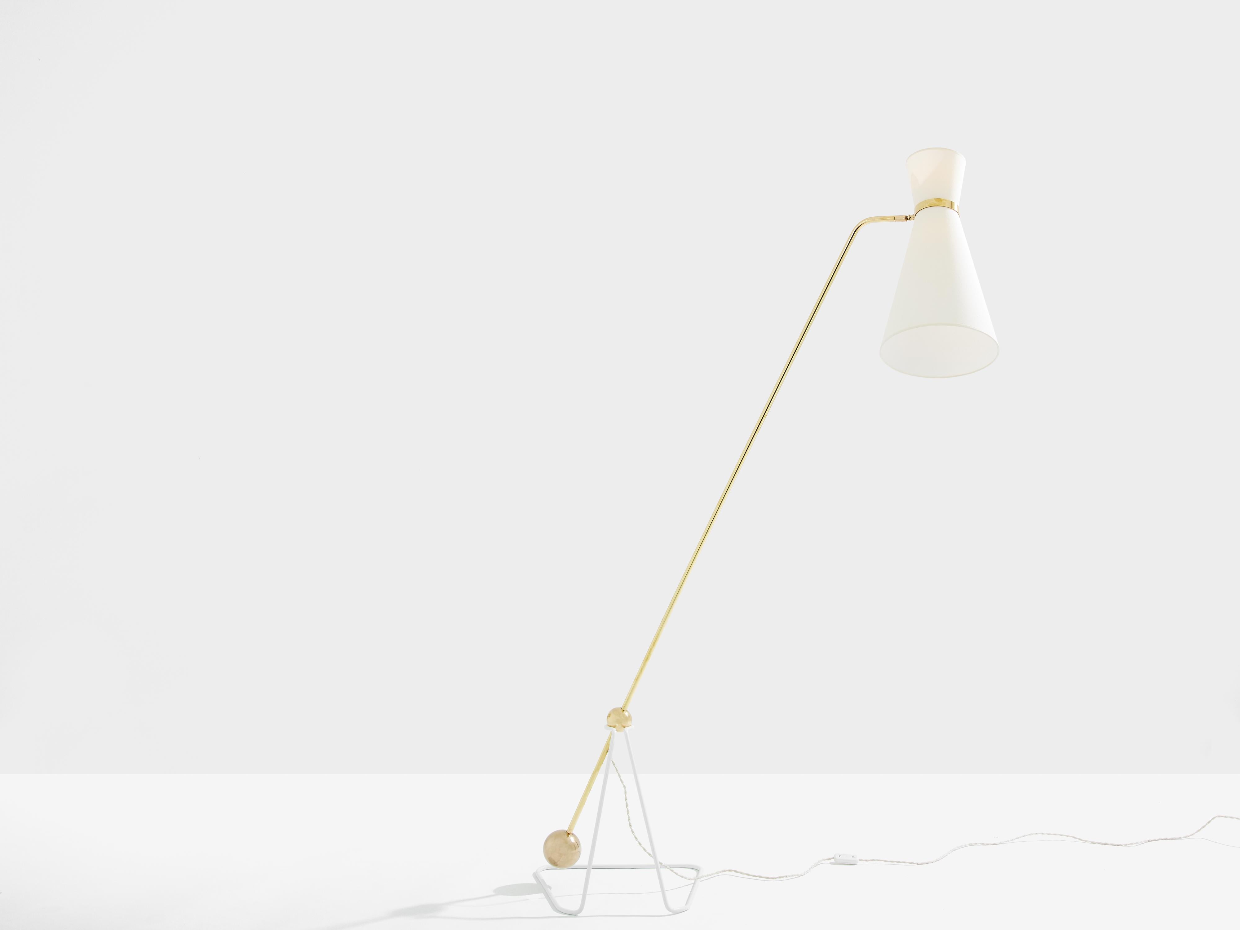 20th Century Pierre Guariche G2 balancier brass metal floor lamp 1951 For Sale