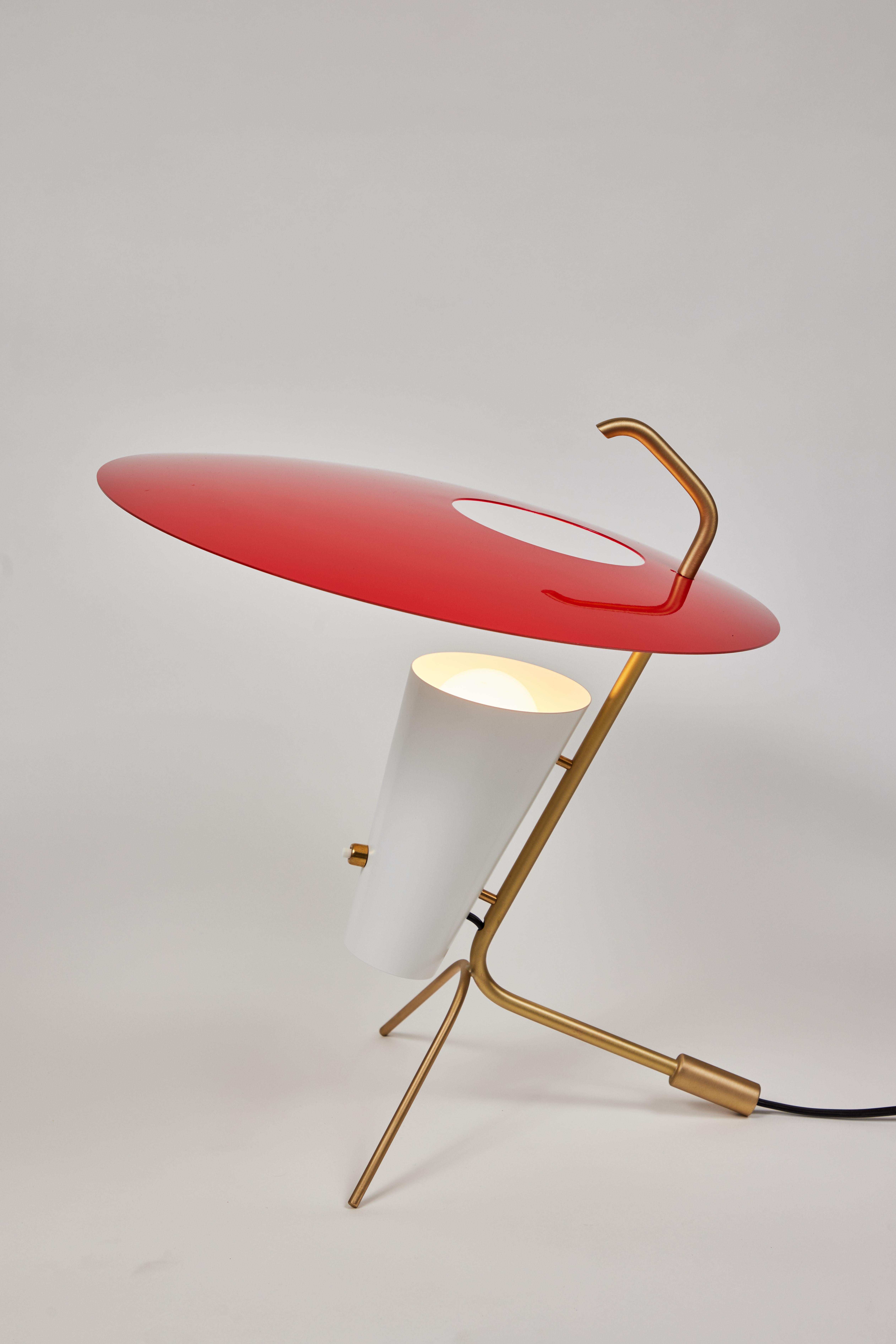 Contemporary Pierre Guariche G24 Table Lamp in Red and White for Sammode Studio For Sale
