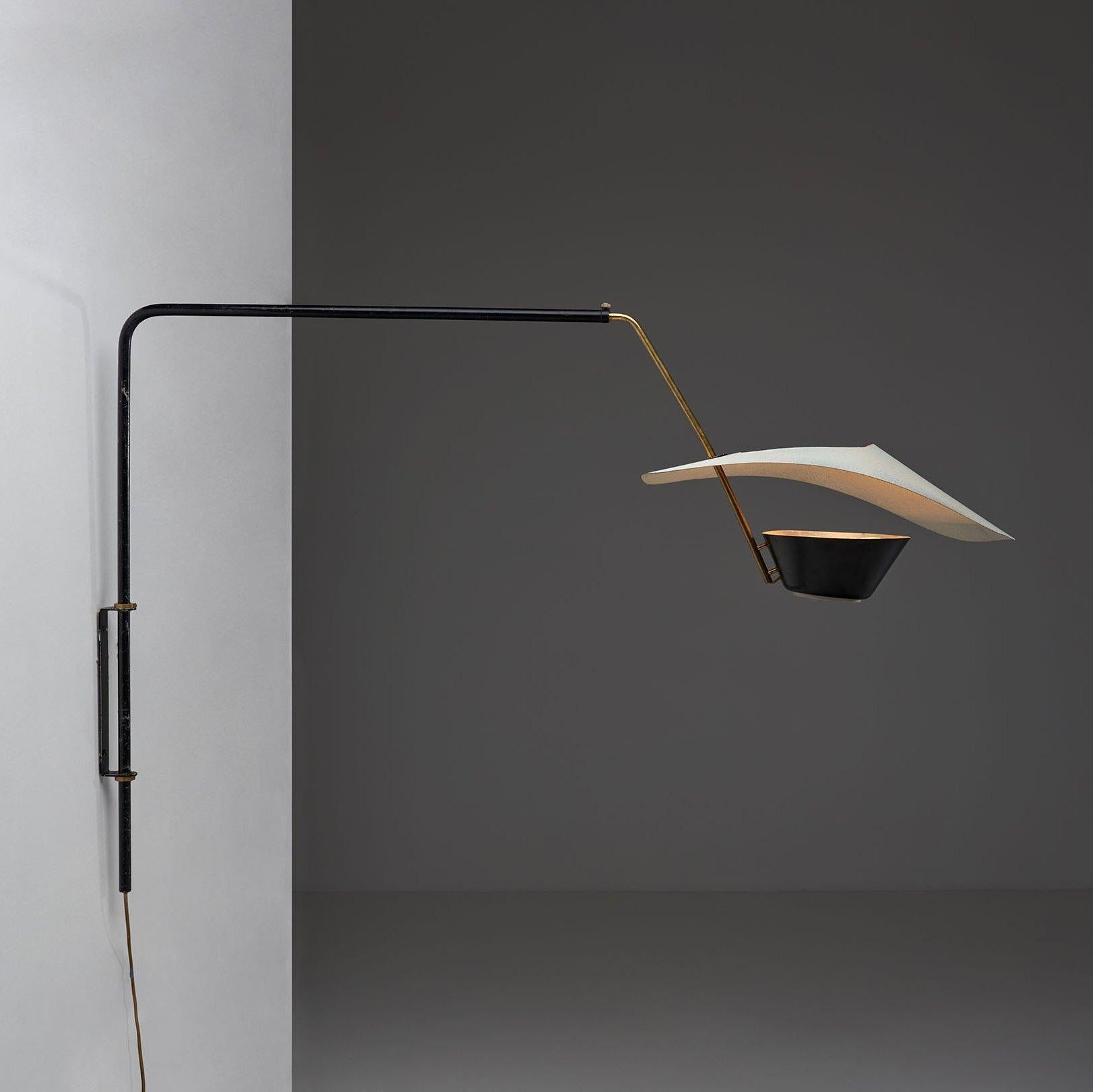 Mid-Century Modern Pierre Guariche G25 Wall Light in Black and White for Sammode Studio