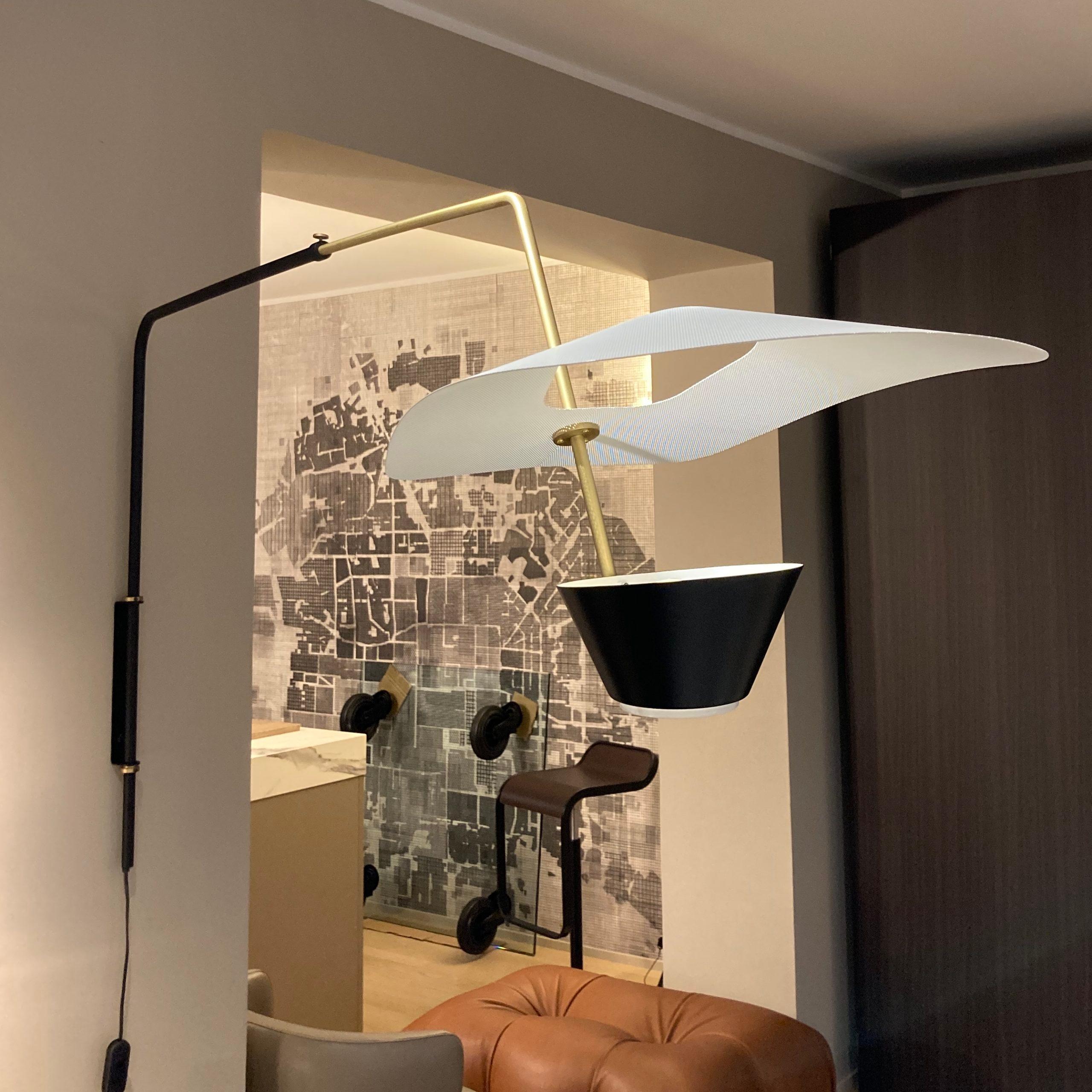 French Pierre Guariche G25 Wall Light in Black and White for Sammode Studio